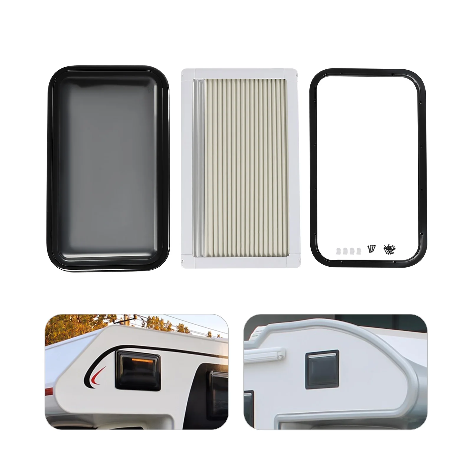 700 x 400 mm Caravan Side Window,Camper Motorhome Window, Push Up, Hinged Window with Blackout Glass and Insect Protection