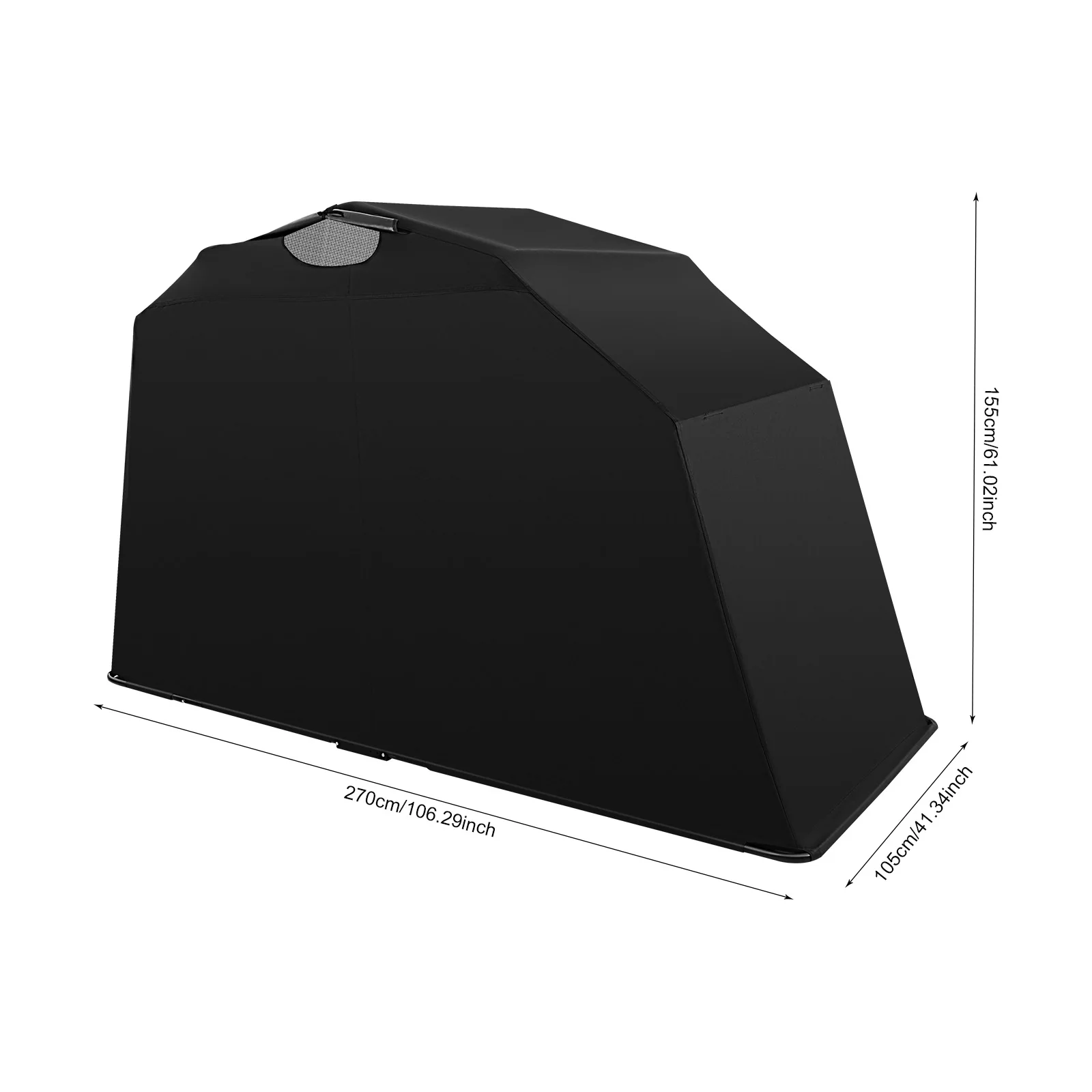 Foldable 600D Oxford Fabric Motorbike Tent Waterproof Motorcycle Cover with Carry Bag for Motorbikes Black