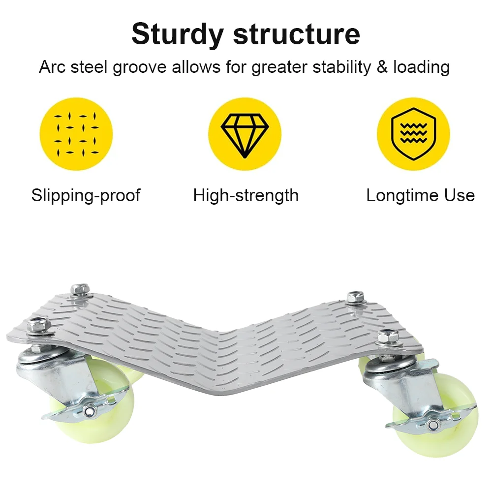 [EU Stock] 4pc Car Tire Wheel Trolley Dollies Vehicle Skates Moving Tire with 4 Casters Universal Wheels Car Movers Auto Repair
