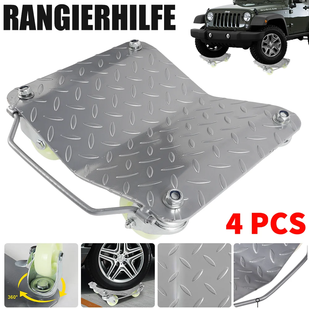 [EU Stock] 4pc Car Tire Wheel Trolley Dollies Vehicle Skates Moving Tire with 4 Casters Universal Wheels Car Movers Auto Repair