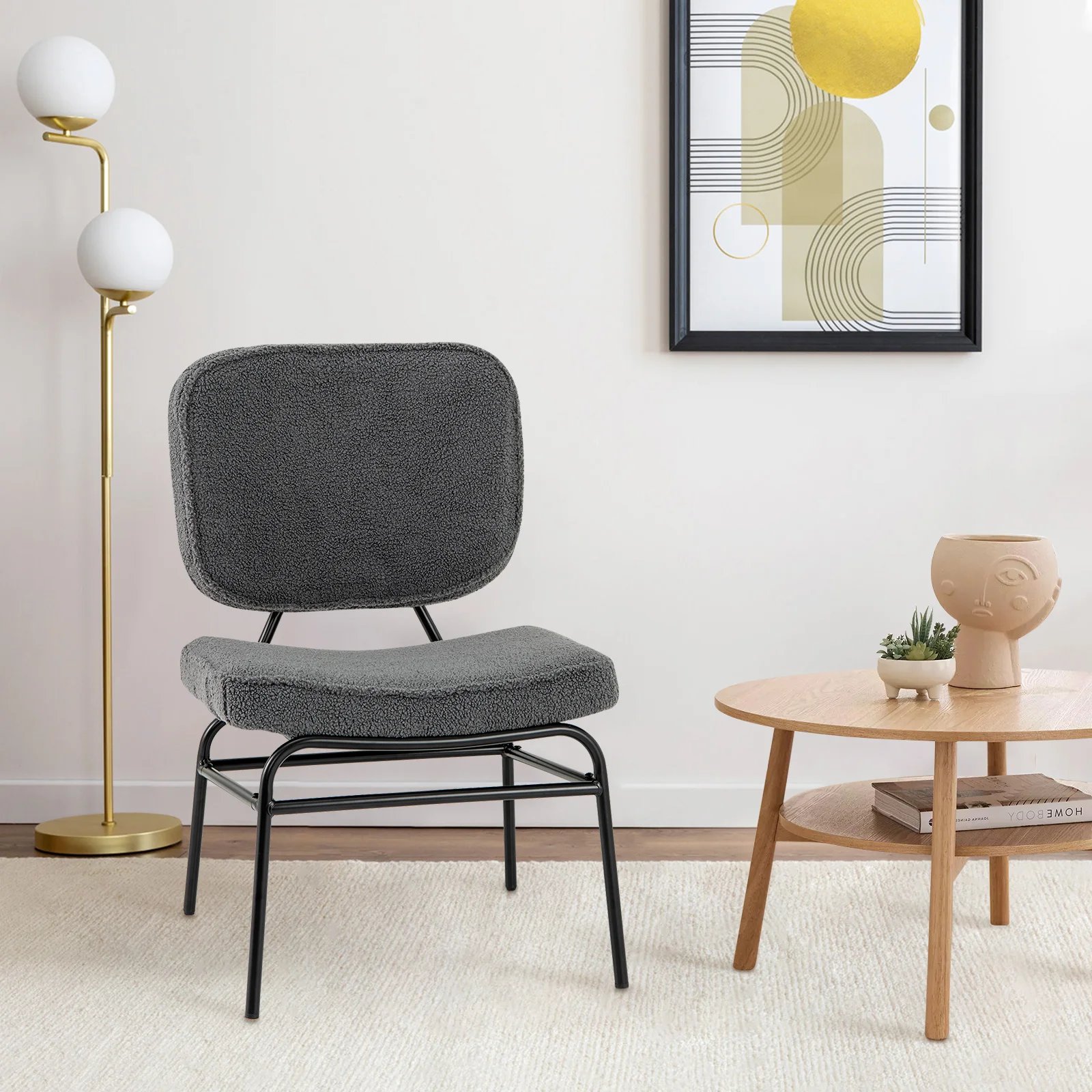 Dining room chair, Sherpa kitchen chair with curved seat and backrest, upholstery chair weighing up to 150 kg, living room chair
