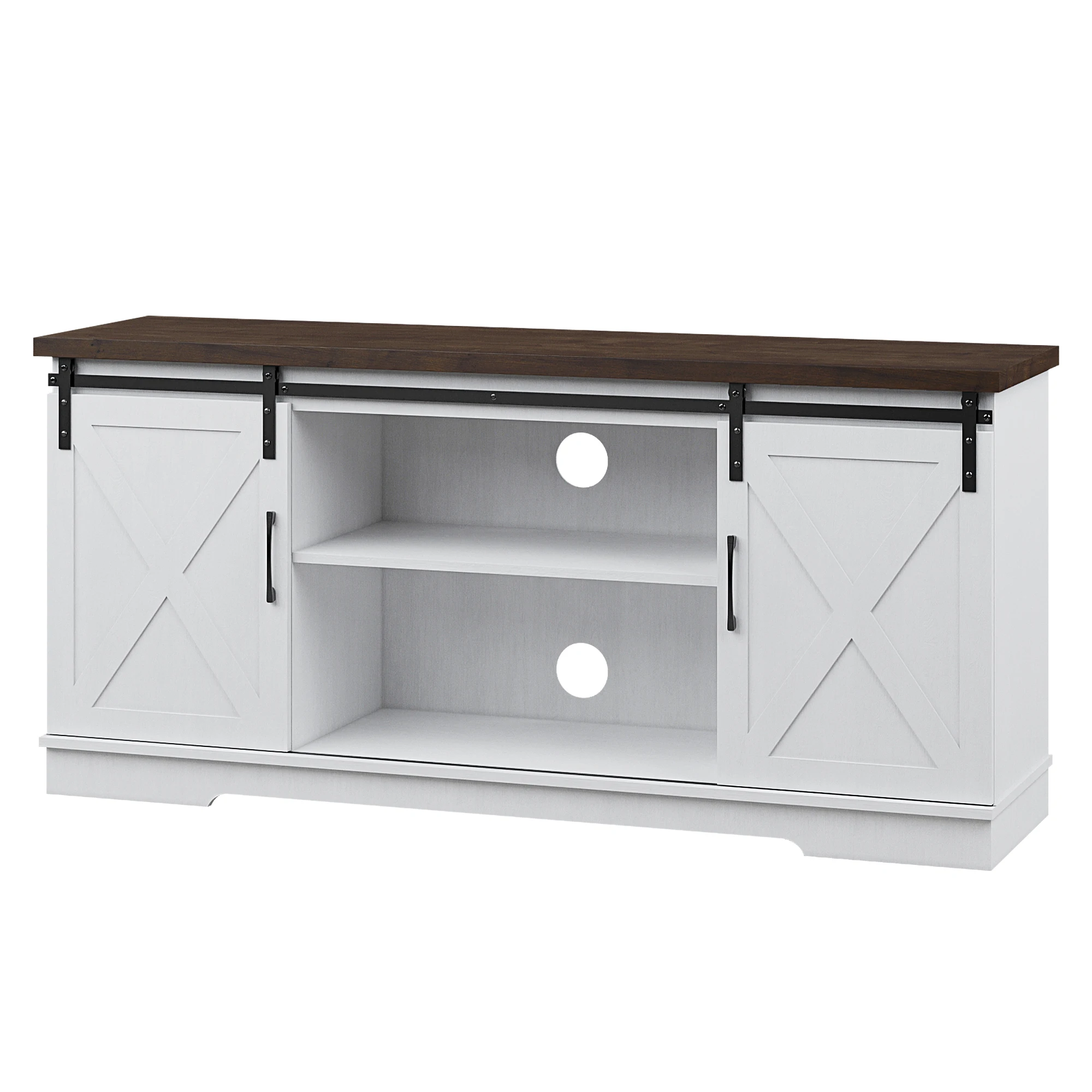Farmhouse TV Stand for 65 Inch TV, Entertainment Center with Storage and Sliding Barn Doors, Modern Media TV Console TV Stands f