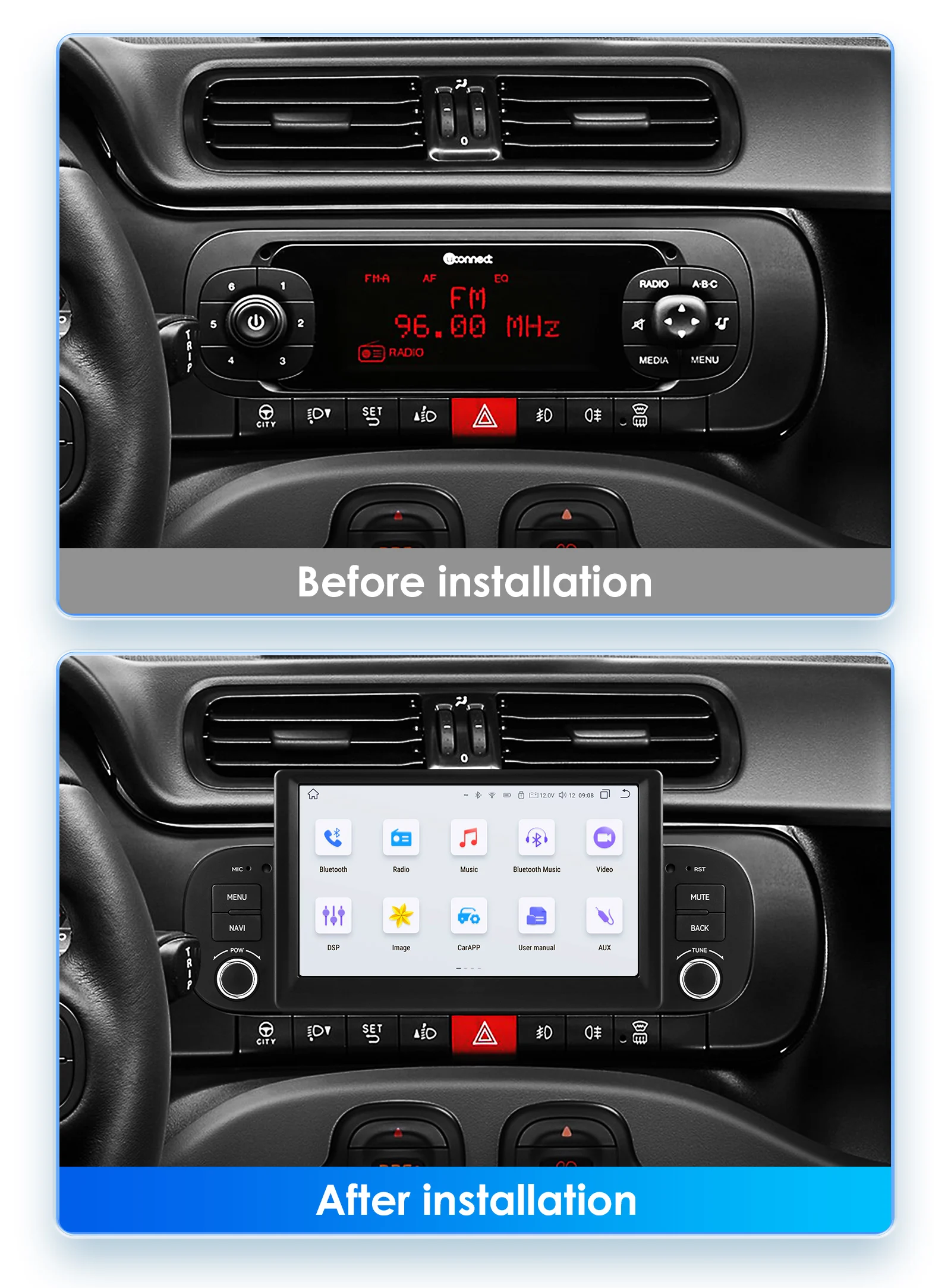 7Inch 2Din Android 13 Car Multimedia GPS Player For Fiat Panda 2013-2020 Carplay 4G Intelligent Screen 2din autoradio DSP 7862