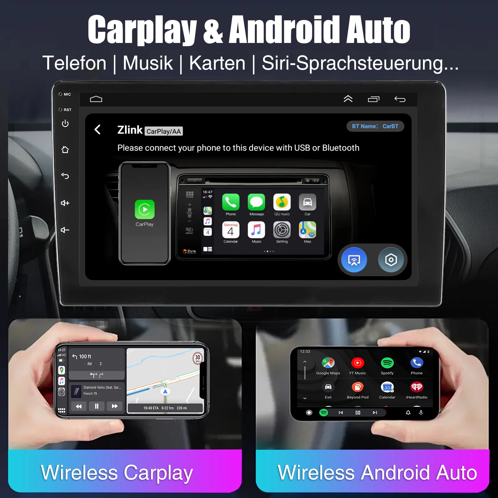 ESSGOO 8Core 128G 9" For Hyundai i10 II IA/BA 13-16 Android 14 Car Radio CarPlay Android Auto GPS Navi4G Wifi FM RDS BT DSP 2DIN