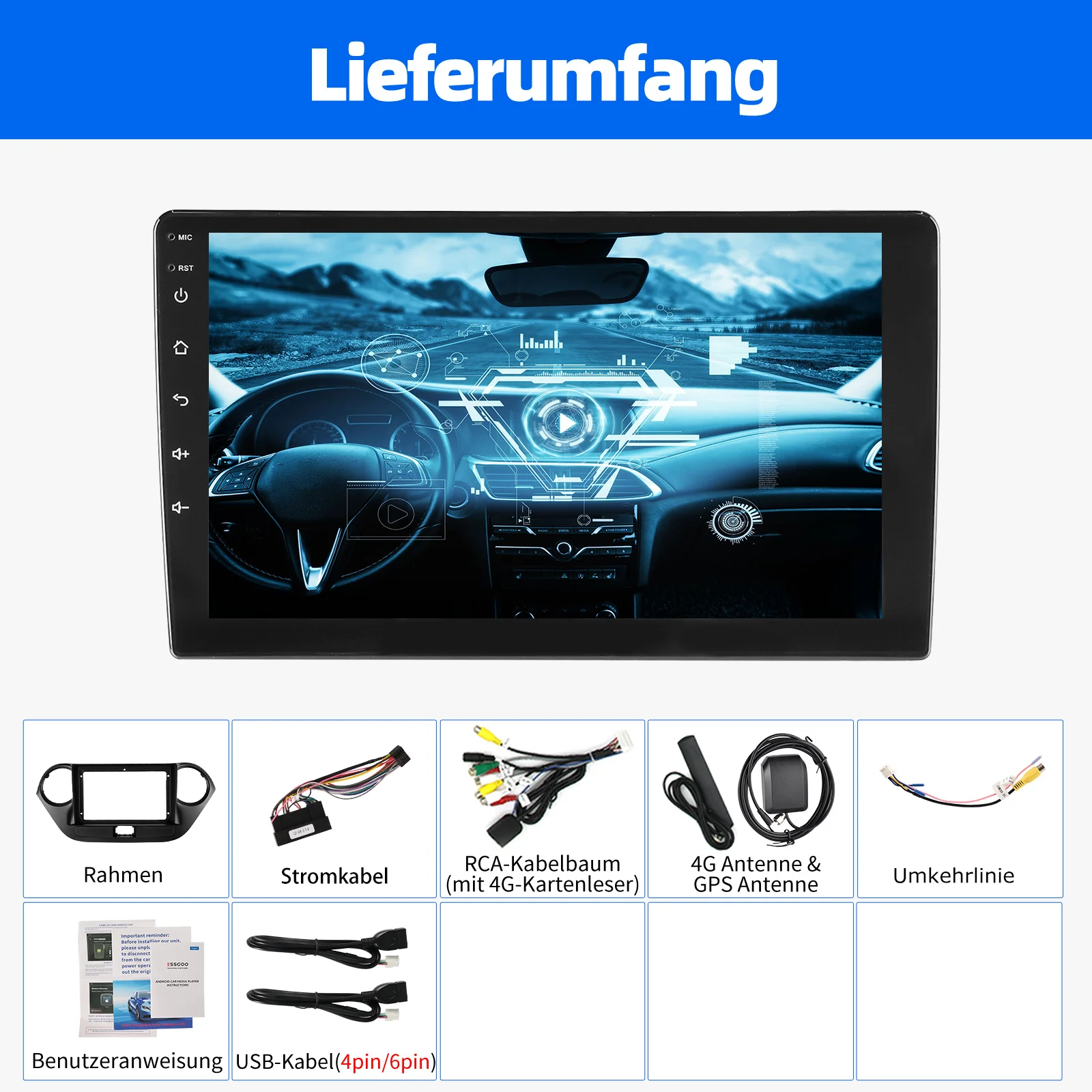 ESSGOO 8Core 128G 9" For Hyundai i10 II IA/BA 13-16 Android 14 Car Radio CarPlay Android Auto GPS Navi4G Wifi FM RDS BT DSP 2DIN