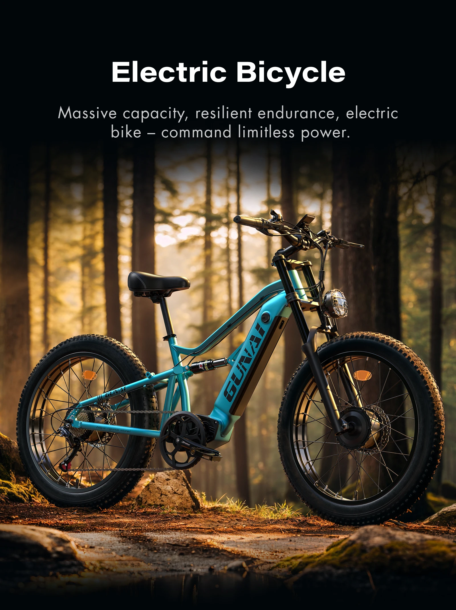 GUNAI-M2 Adult Electric Bike 1500W Electrical Road Bicycle 48V 17.5Ah Fatbike MTB E-bike 26" Mountain Ebike 60KM/H Max Speed