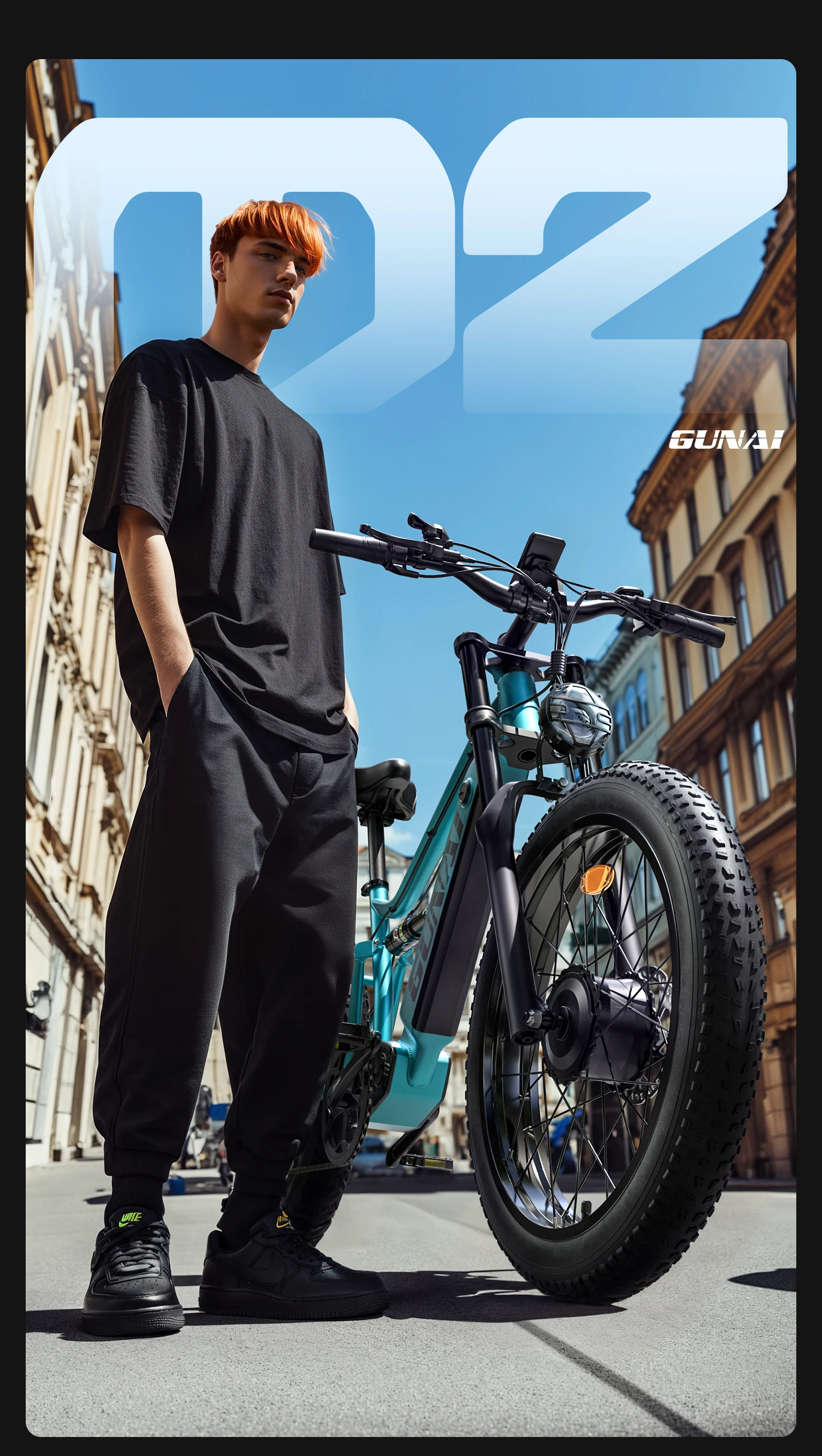 GUNAI-M2 Adult Electric Bike 1500W Electrical Road Bicycle 48V 17.5Ah Fatbike MTB E-bike 26" Mountain Ebike 60KM/H Max Speed