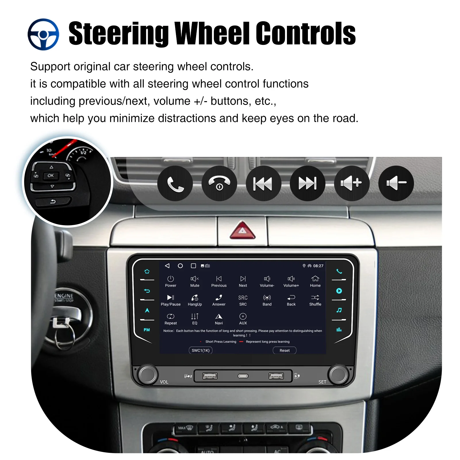 ESSGOO 2 Din Android 15 Car Radio Wireless Carplay Car Multimedia Player GPS WiFi For Volkswagen Skoda Octavia golf 5 6 touran passat polo Jetta