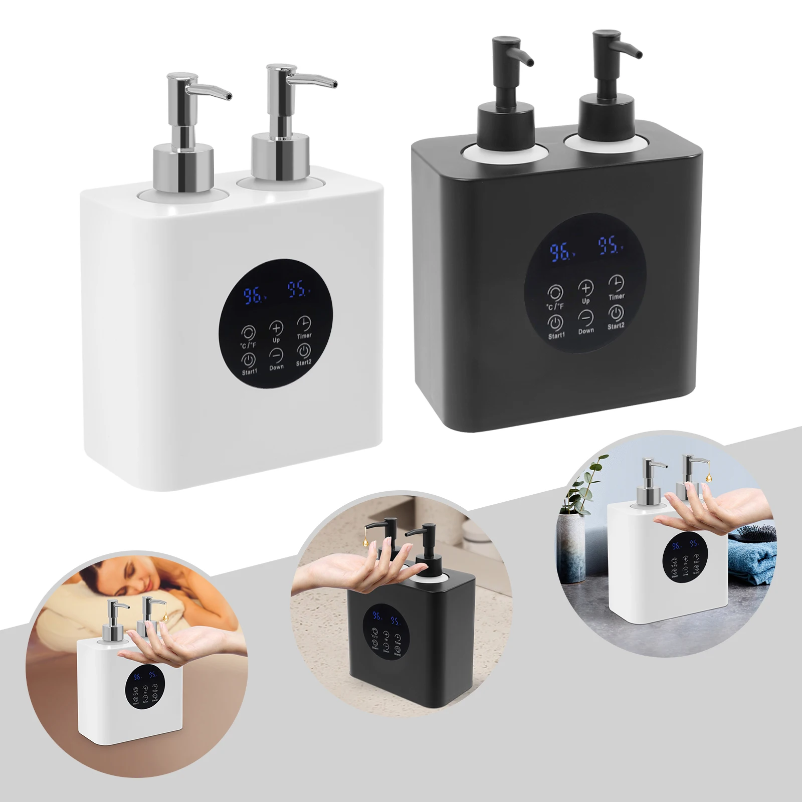 Two-Bottle Design Electric Massage Oil Warmer 360° Rapid Independent Heating Control Oil Heater Tools With LED