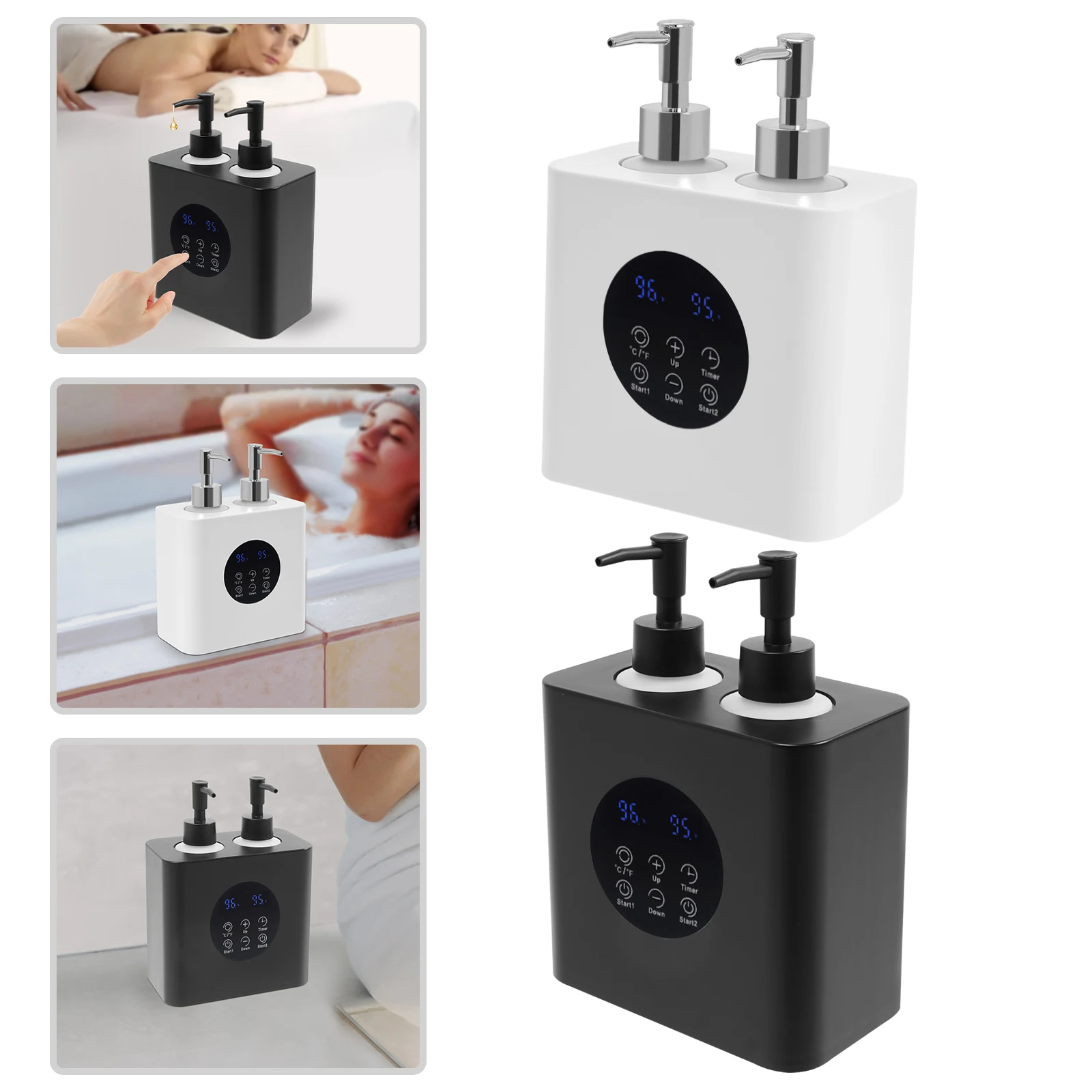Two-Bottle Design Electric Massage Oil Warmer 360° Rapid Independent Heating Control Oil Heater Tools With LED