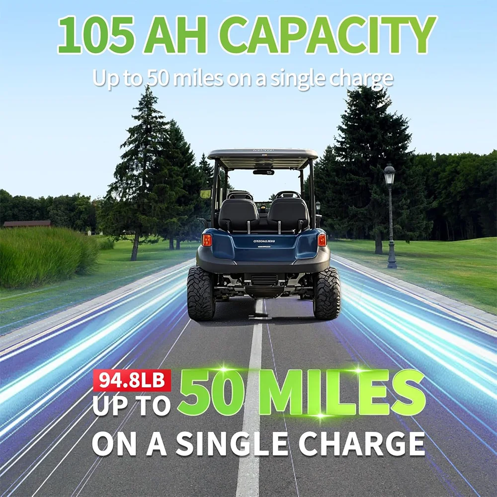 MOSEWORTH 48V 105Ah Golf Cart Lithium Battery Built-in 200A BMS with Touch Monitor and Charger APP Supported MAX 10.24 kW