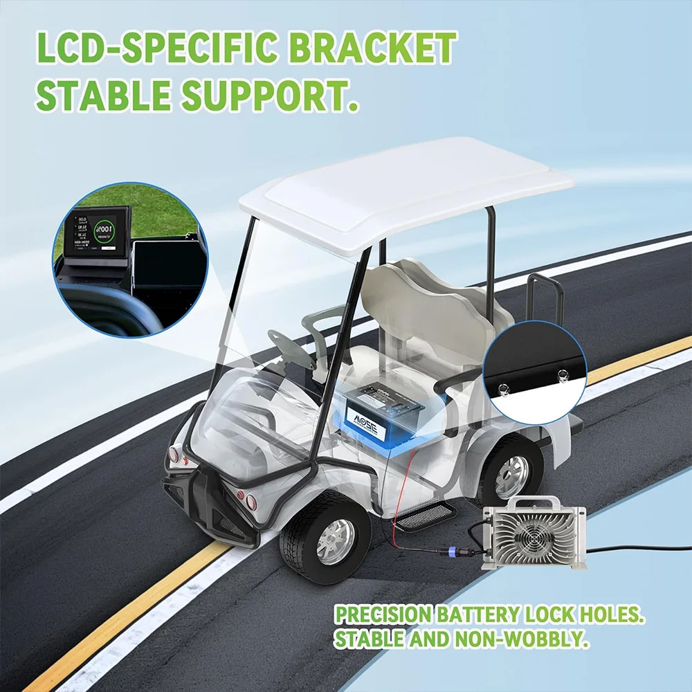 MOSEWORTH 48V 105Ah Golf Cart Lithium Battery Built-in 200A BMS with Touch Monitor and Charger APP Supported MAX 10.24 kW
