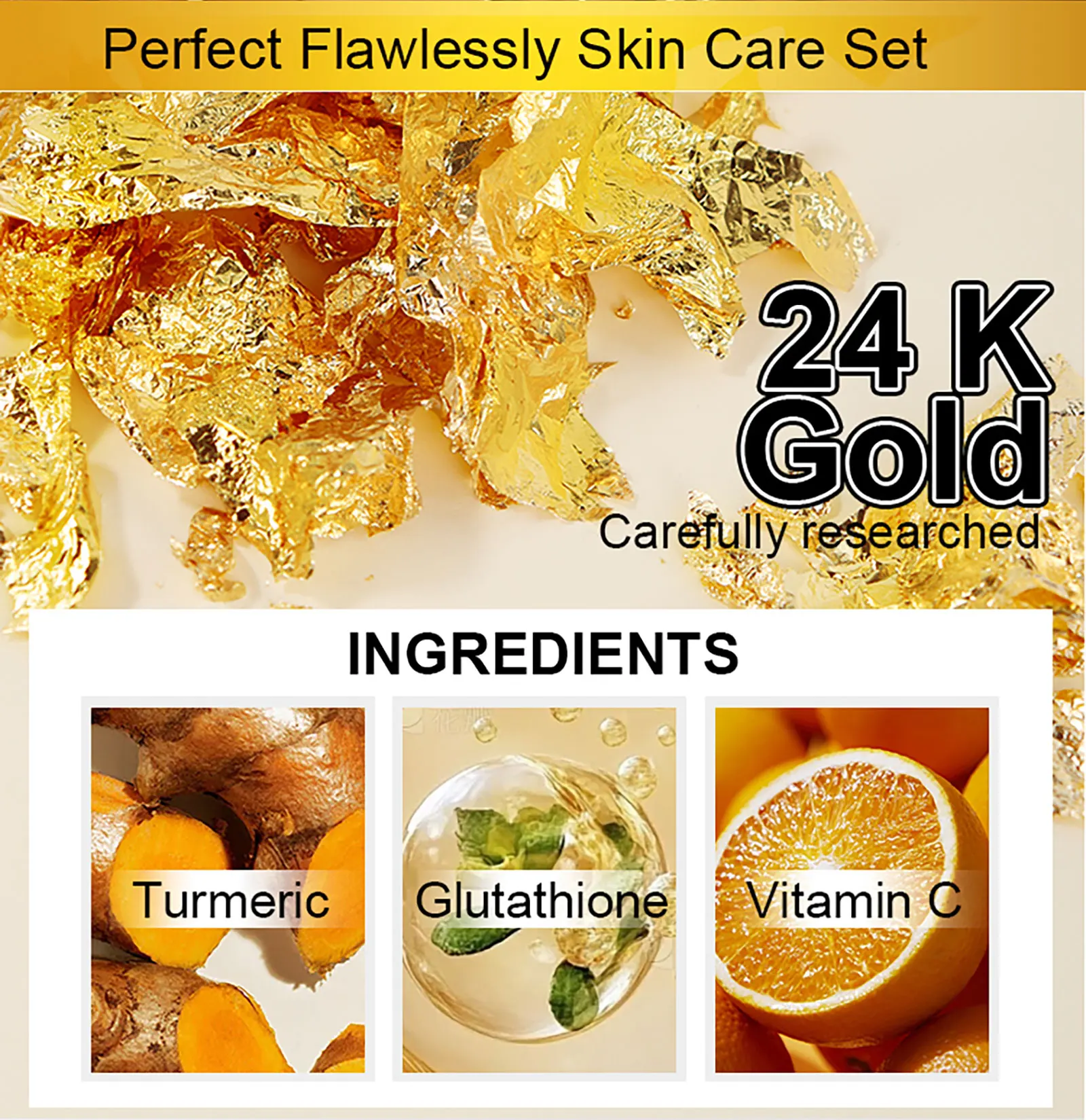 AILKE 24K Glod Flawlessly Soap bar,Moisturizing, Lightening, Dark Spots Removal, Lighten, Even Skin Tone, Nourish Skin Care Kit