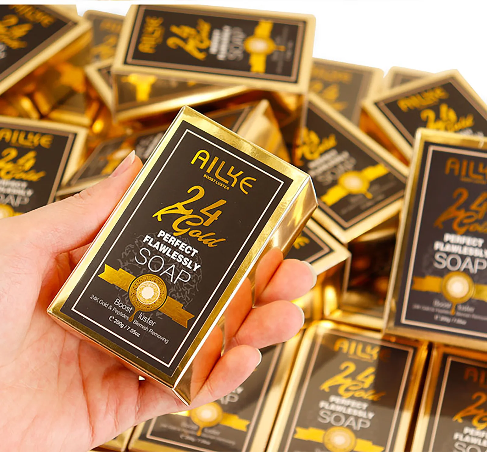AILKE 24K Glod Flawlessly Soap bar,Moisturizing, Lightening, Dark Spots Removal, Lighten, Even Skin Tone, Nourish Skin Care Kit