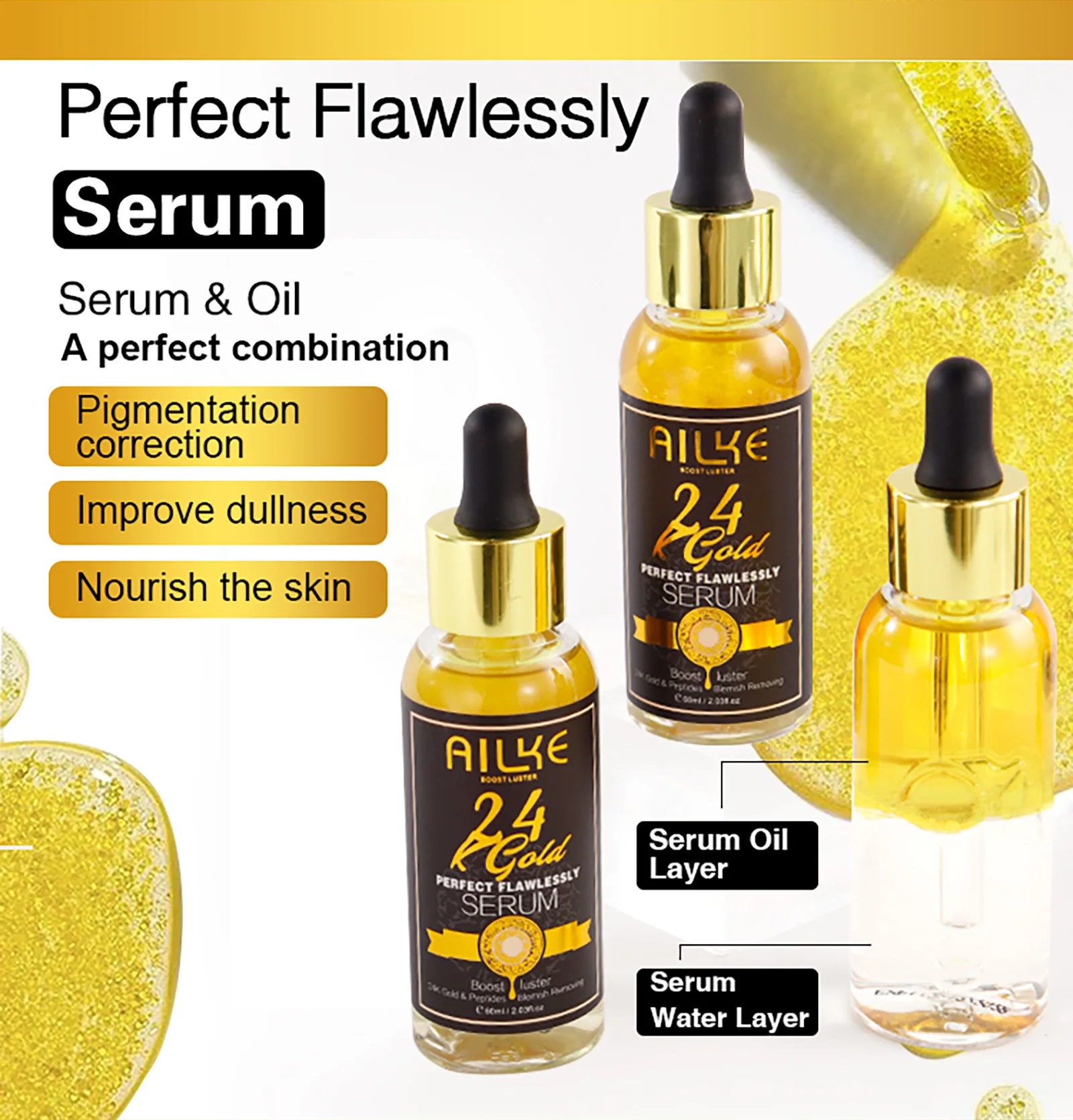 AILKE 24K Glod Flawlessly Soap bar,Moisturizing, Lightening, Dark Spots Removal, Lighten, Even Skin Tone, Nourish Skin Care Kit