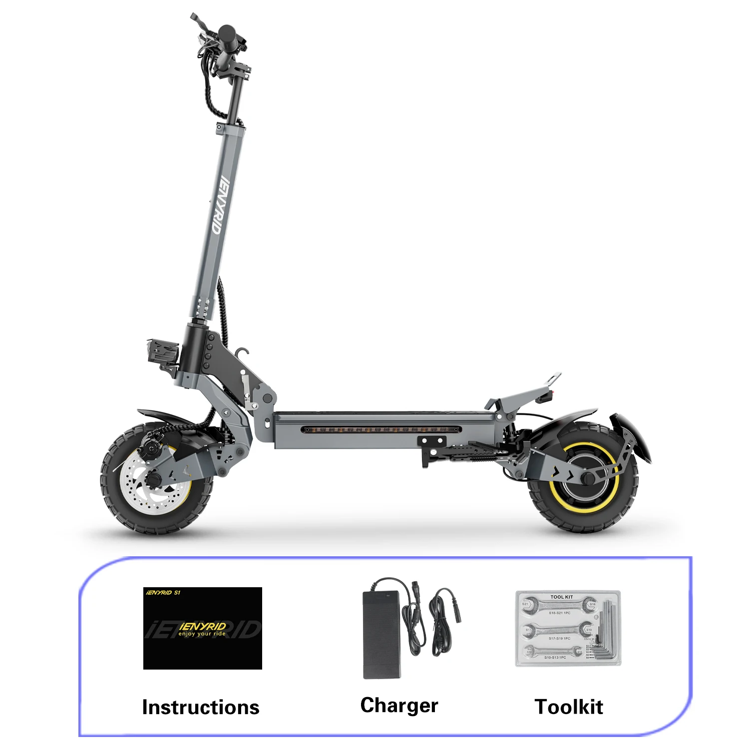 IENYRID S1 Scooters Daily Travel And Commuting E-Scooter, 48V15Ah Battery Smart LCD Display Electric Scooter,10-inch Air Off-road Tires City Scooters Electric