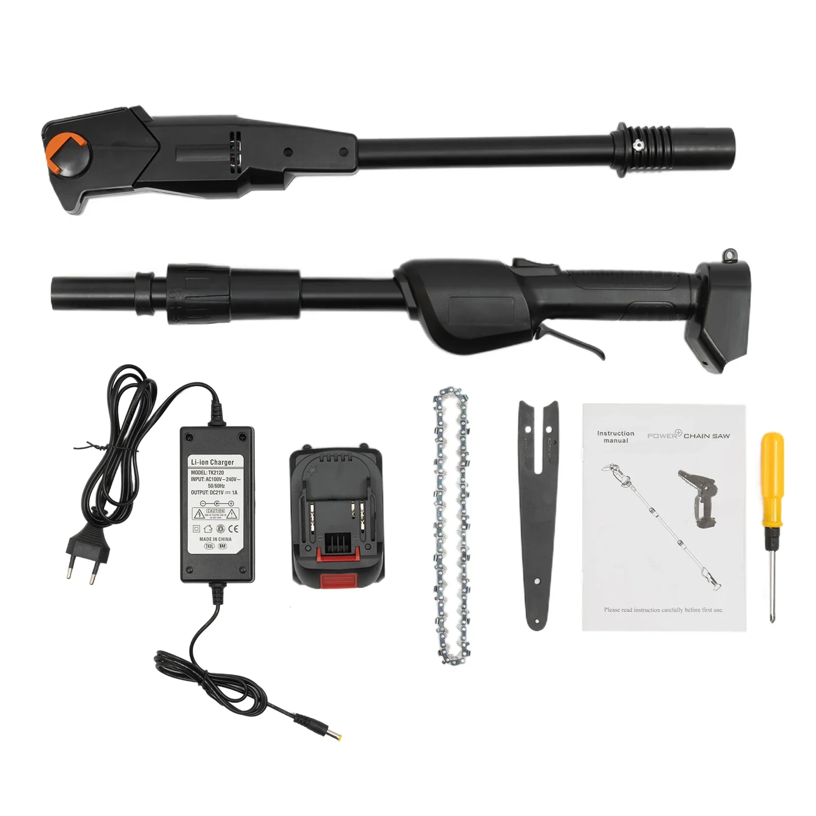 2In1 Electric Telescopic Mini Cordless Chainsaw Branch Saw Tree Saw Pole Saw W/ Rechargeable Battery 552W 1.25M 4500Rpm EU Plug