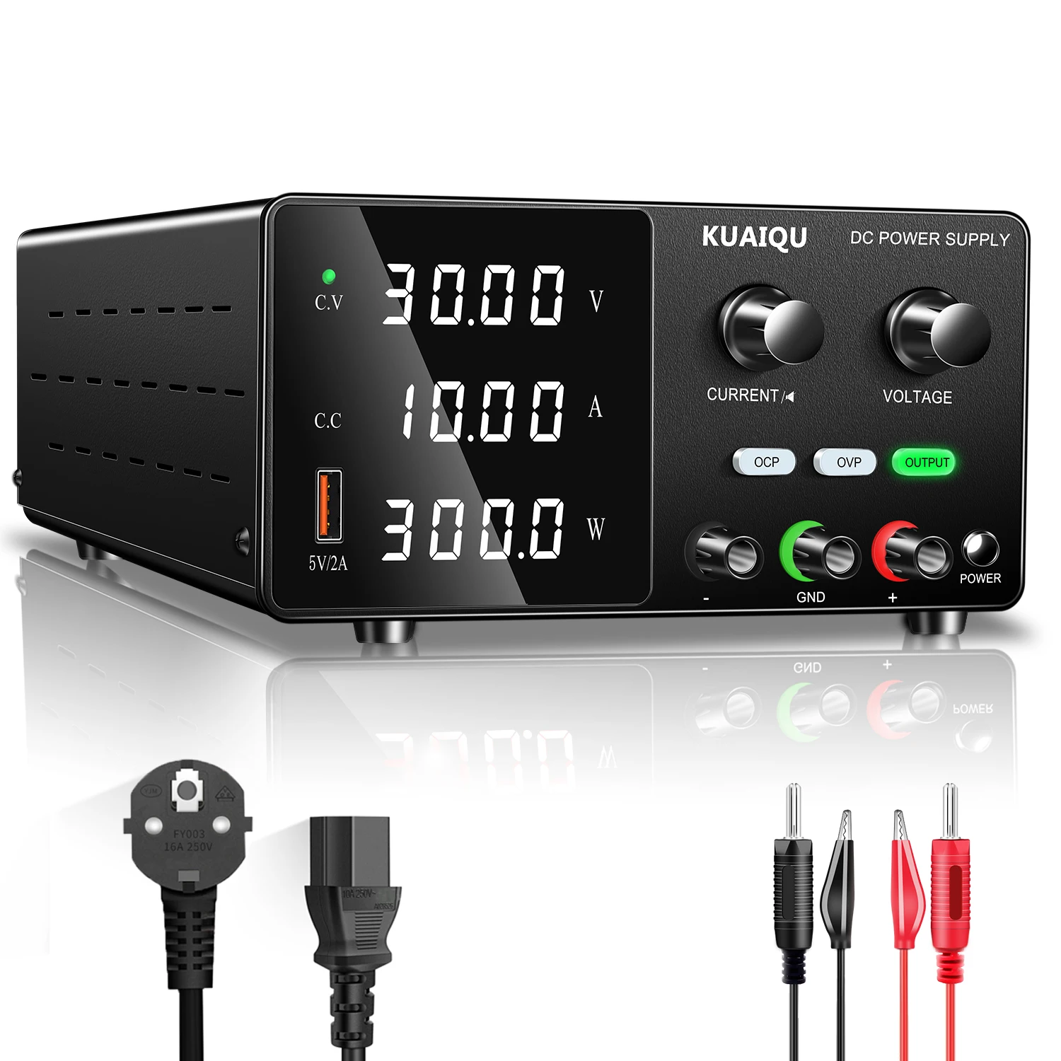 KUAIQU OCP OVP Laboratory Power Supply,160V 2A, 30V 10A 5A Adjustable Regulated Power Supply,OUTPUT Switch, USB Port, For Repair