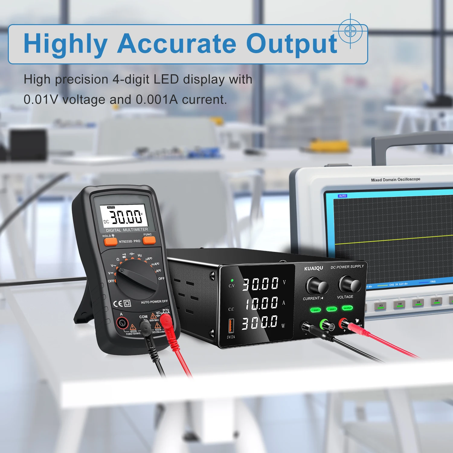 KUAIQU OCP OVP Laboratory Power Supply,160V 2A, 30V 10A 5A Adjustable Regulated Power Supply,OUTPUT Switch, USB Port, For Repair