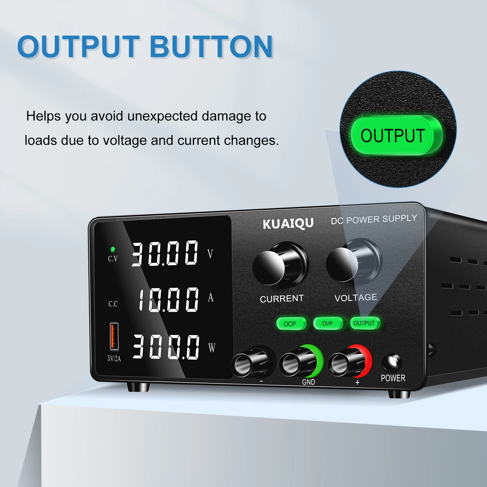 KUAIQU OCP OVP Laboratory Power Supply,160V 2A, 30V 10A 5A Adjustable Regulated Power Supply,OUTPUT Switch, USB Port, For Repair