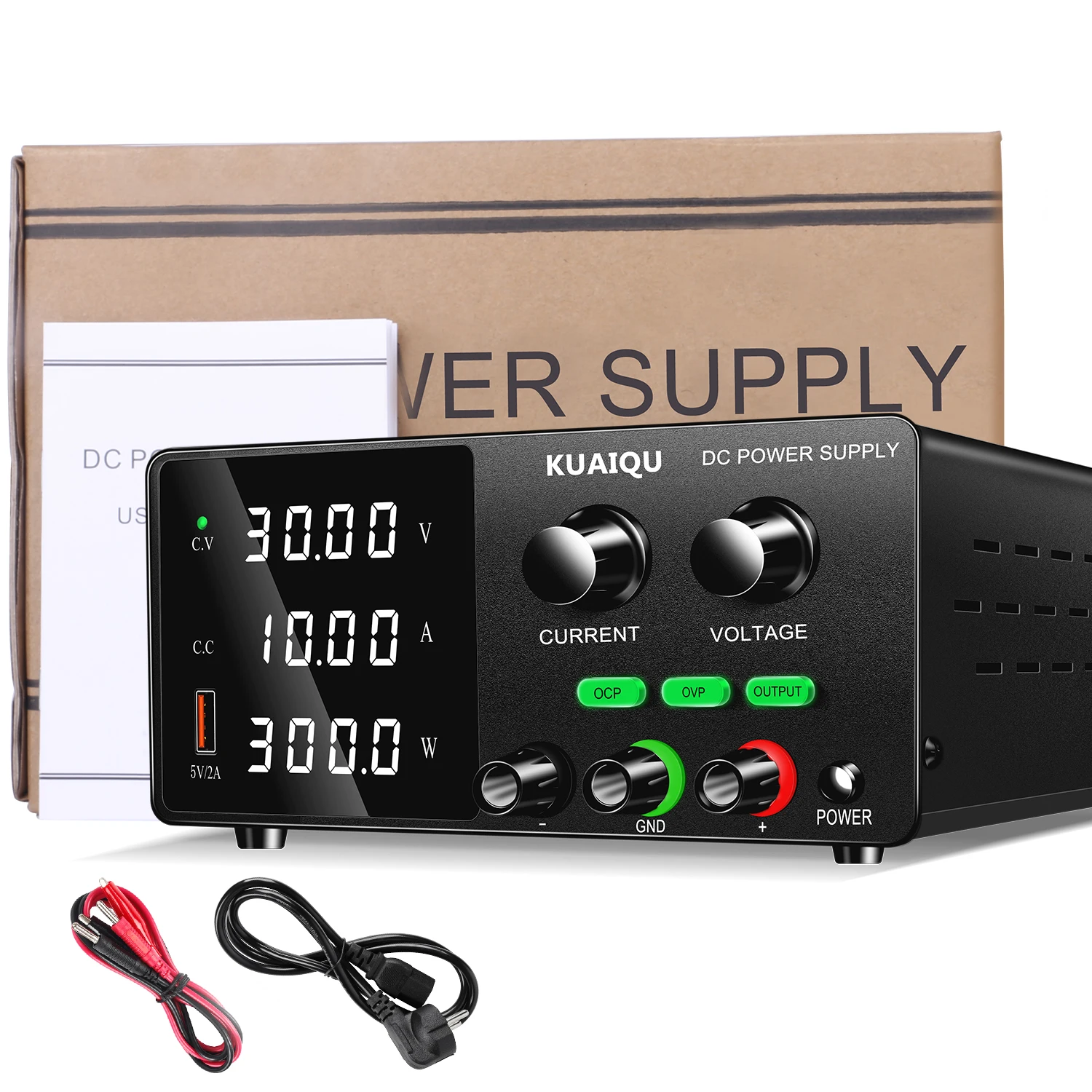 KUAIQU OCP OVP Laboratory Power Supply,160V 2A, 30V 10A 5A Adjustable Regulated Power Supply,OUTPUT Switch, USB Port, For Repair