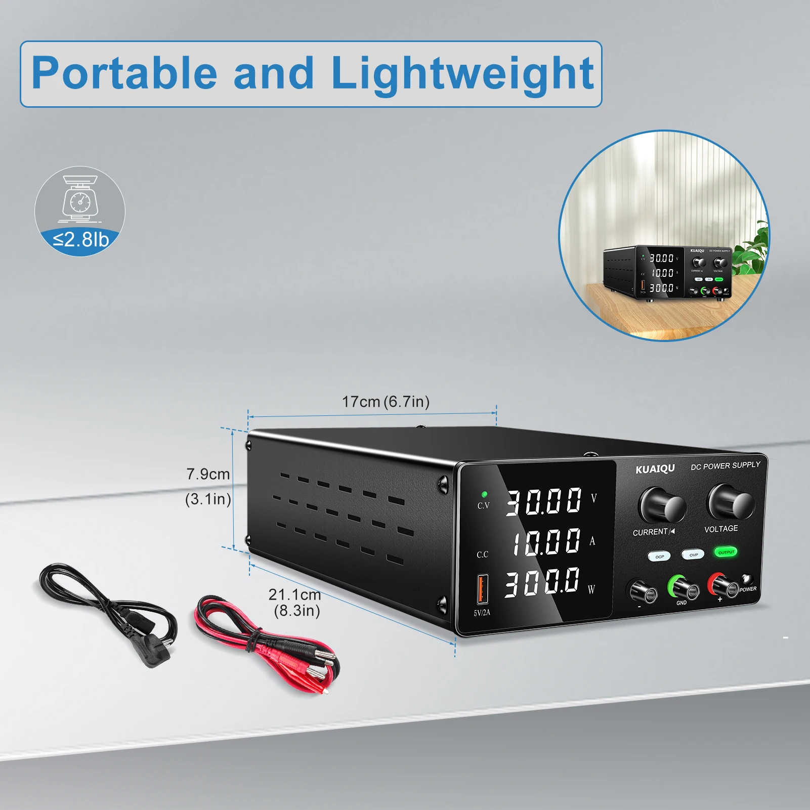KUAIQU OCP OVP Laboratory Power Supply,160V 2A, 30V 10A 5A Adjustable Regulated Power Supply,OUTPUT Switch, USB Port, For Repair