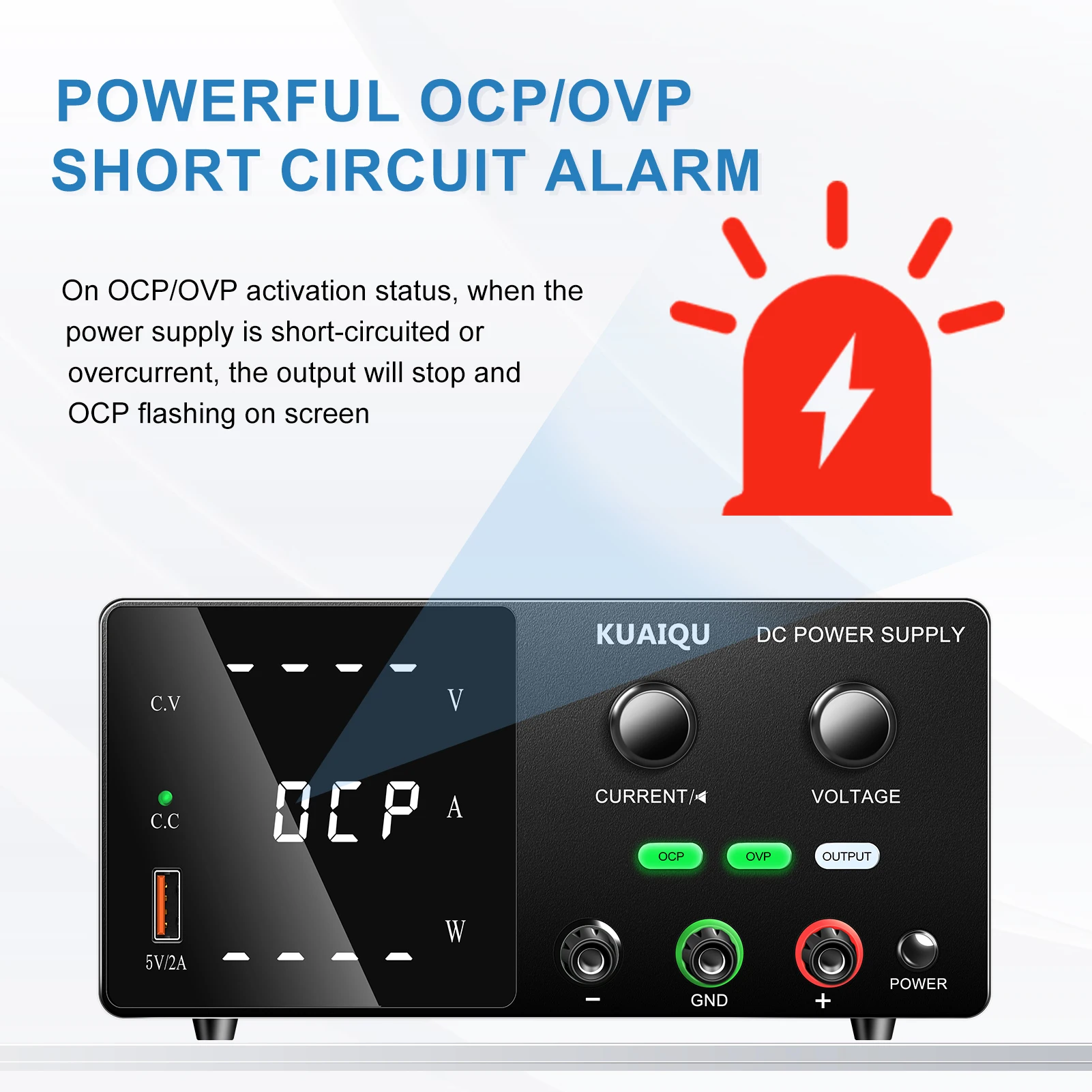 KUAIQU OCP OVP Laboratory Power Supply,160V 2A, 30V 10A 5A Adjustable Regulated Power Supply,OUTPUT Switch, USB Port, For Repair