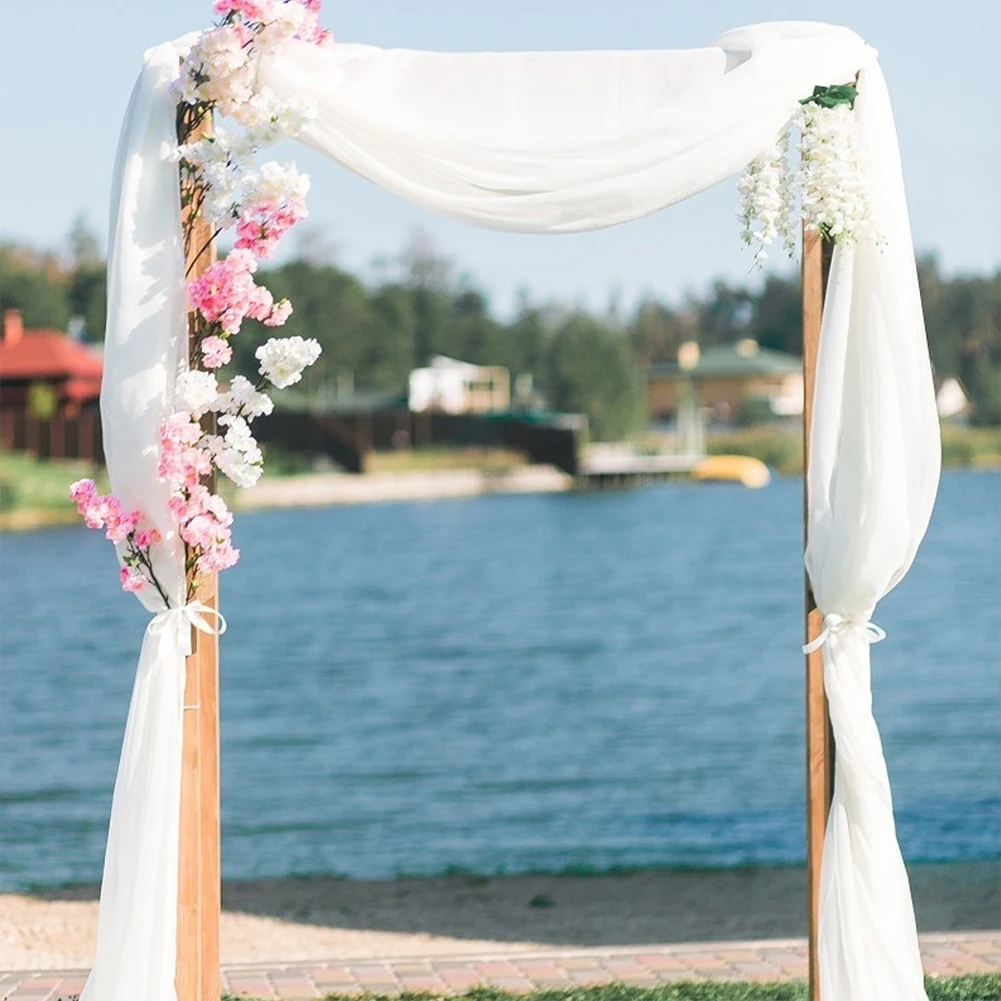 White Tulle Wedding Arch Chiffon Sheer Drapes for Baby Shower Birthday Party Backdrop Curtains Christmas Decoration Home Supplie