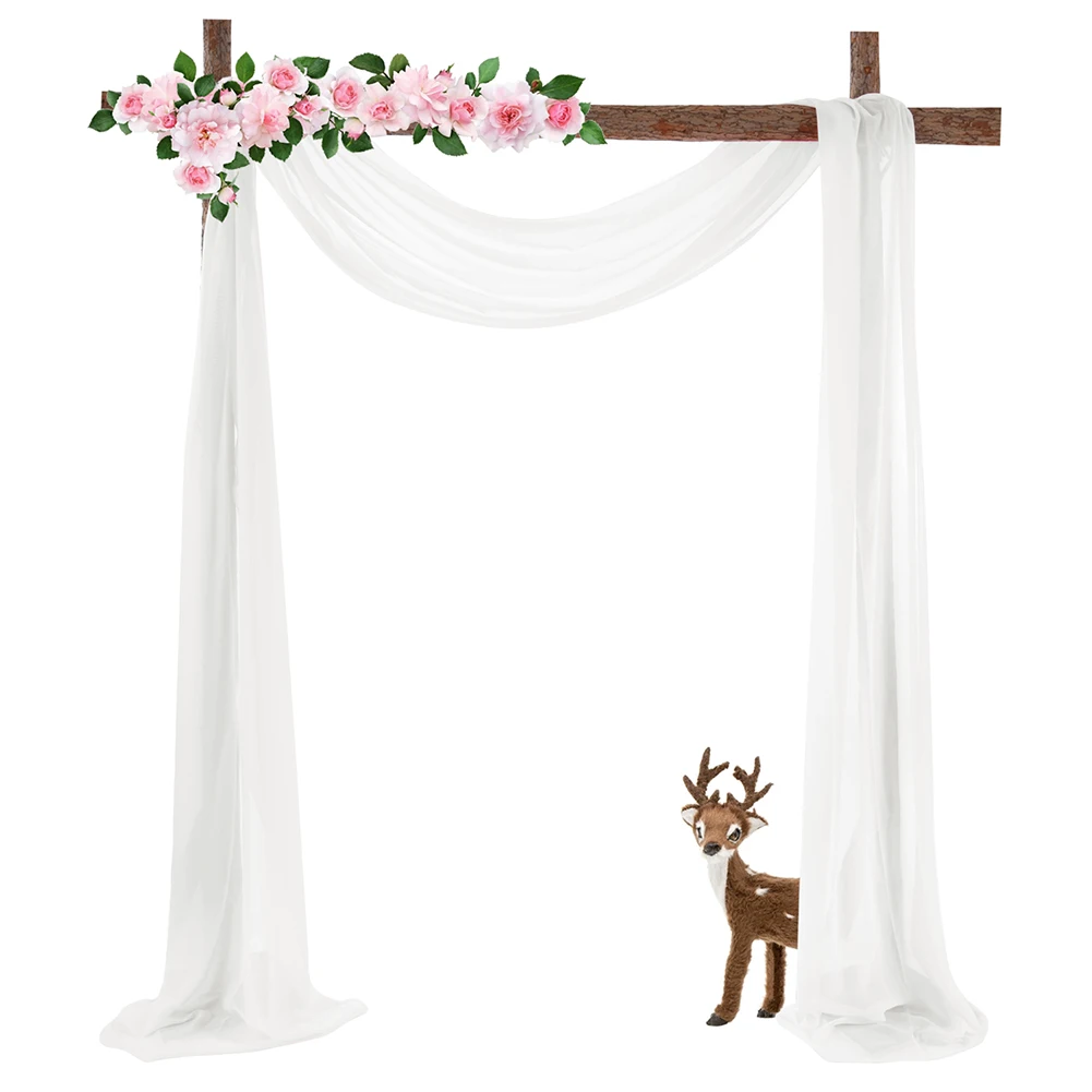 White Tulle Wedding Arch Chiffon Sheer Drapes for Baby Shower Birthday Party Backdrop Curtains Christmas Decoration Home Supplie