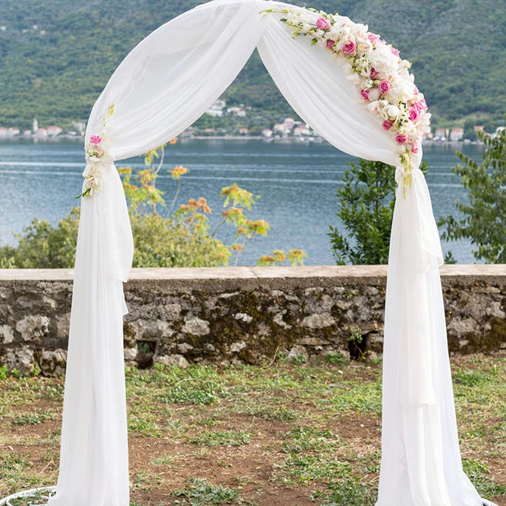 White Tulle Wedding Arch Chiffon Sheer Drapes for Baby Shower Birthday Party Backdrop Curtains Christmas Decoration Home Supplie