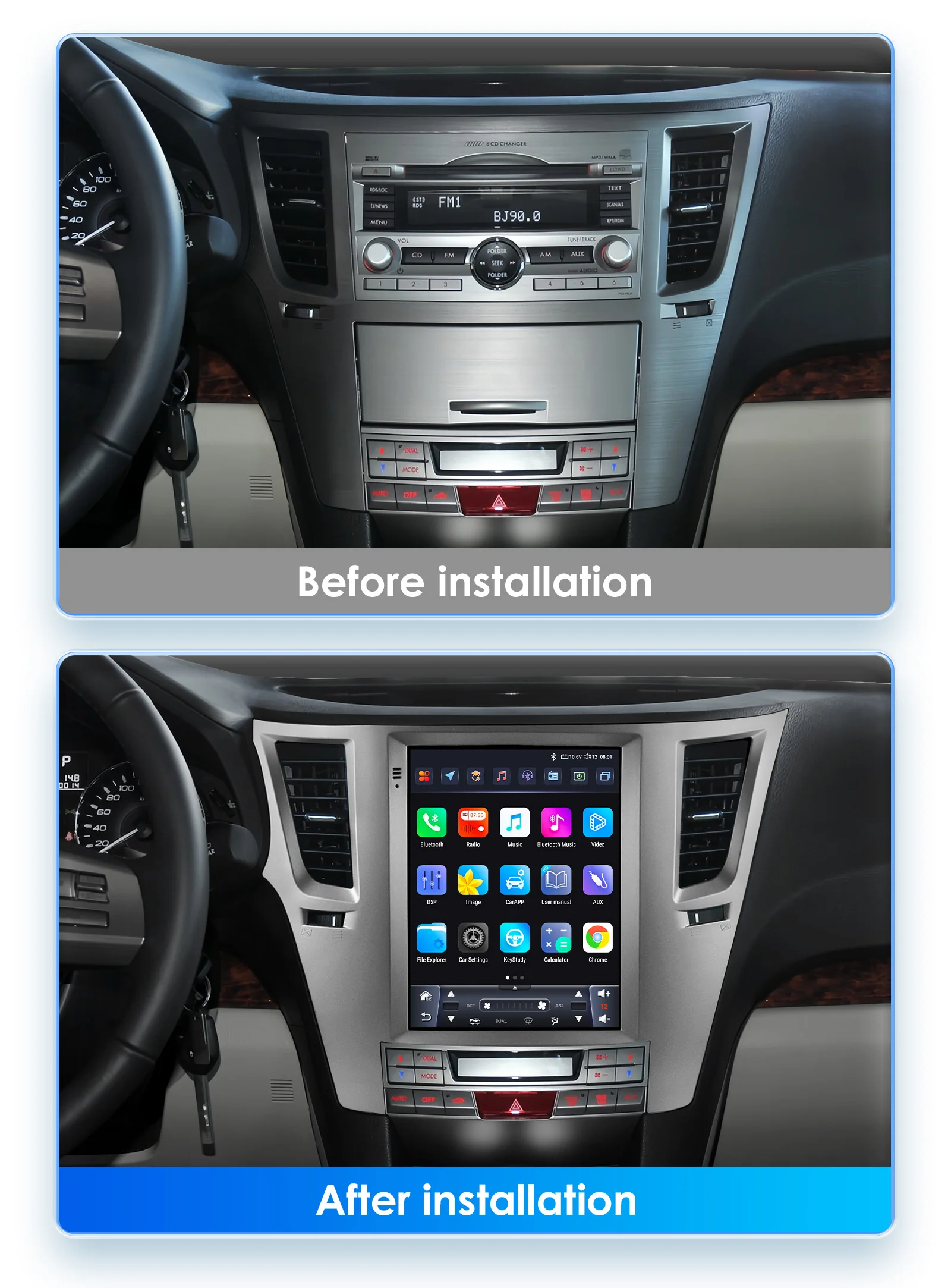 9.7inch 2 DIN Android 13 Car Radio for Subaru Outback Impreza Legacy 2009-2014 Multimedia Stereo Vertical Screen Carplay 360Cam