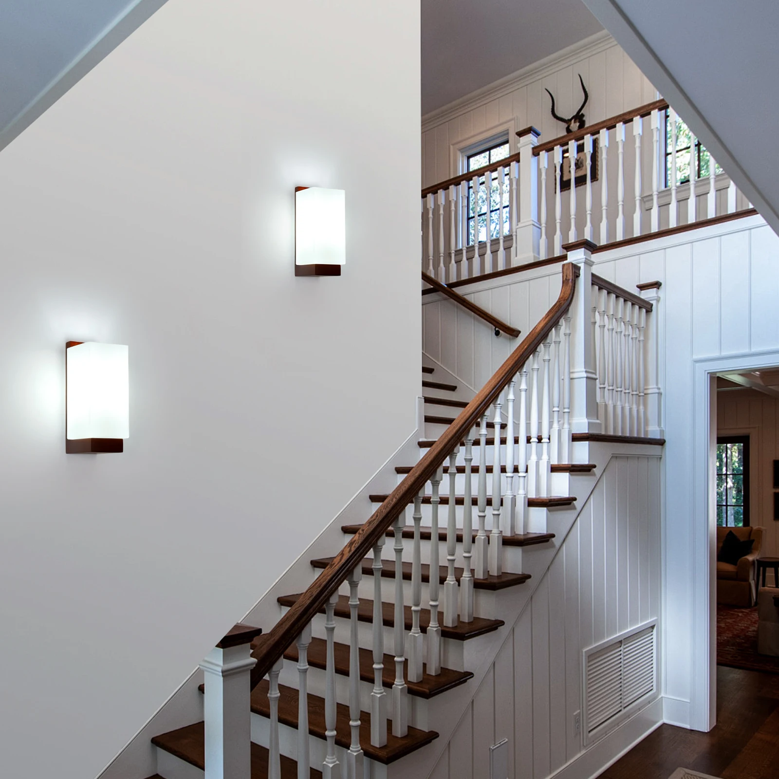 Indoor Wooden Wall Light, G9 Modern Wall Lamp Square,Wall Lighting Fixtures 3000K/4500K/6500K for Hallway Stairs