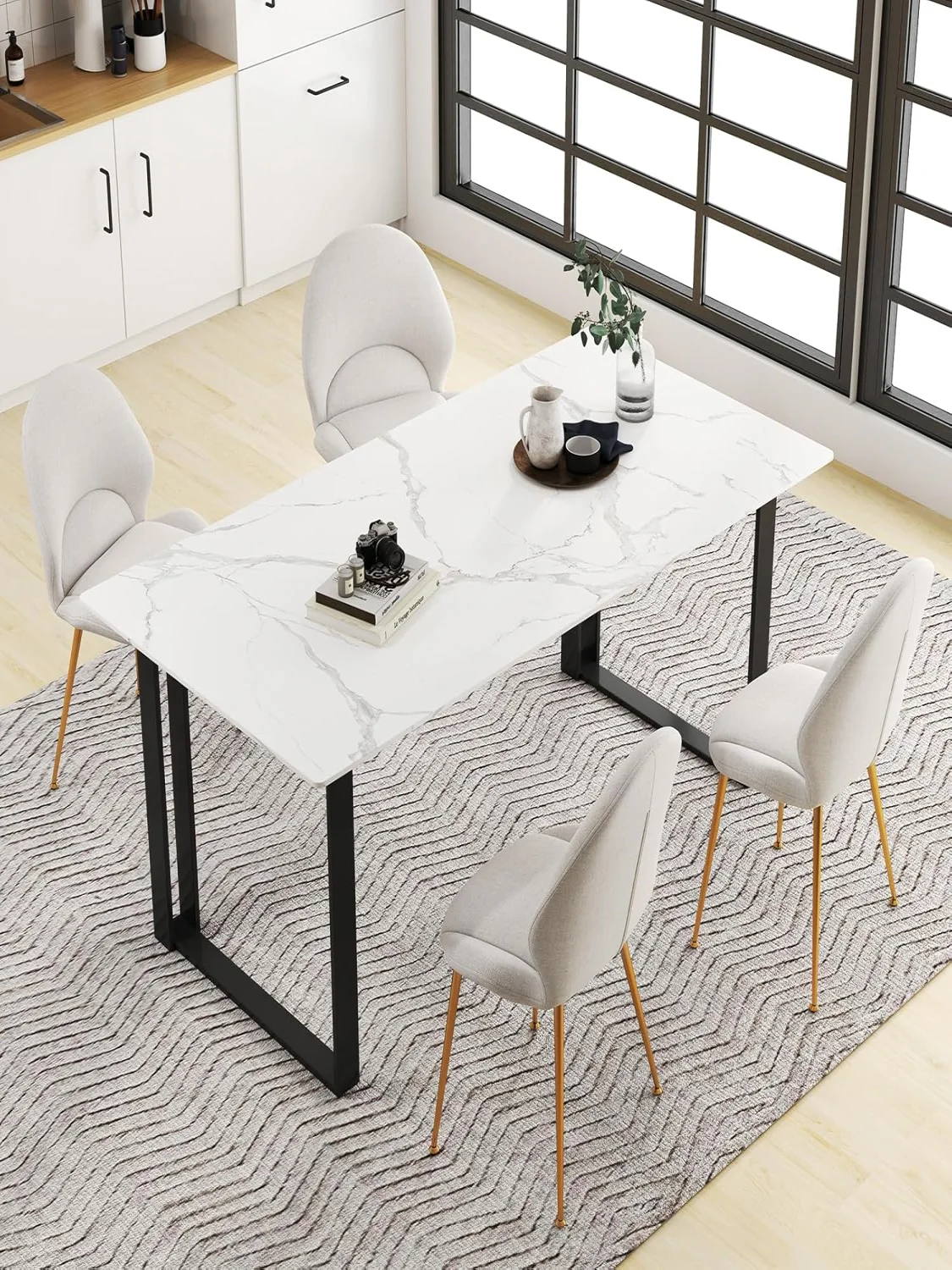 Dining Room Chairs Set of 2/4, Accent Chairs with Curved Backrest, Upholstered Chair, Living Room Chair up to 150 kg