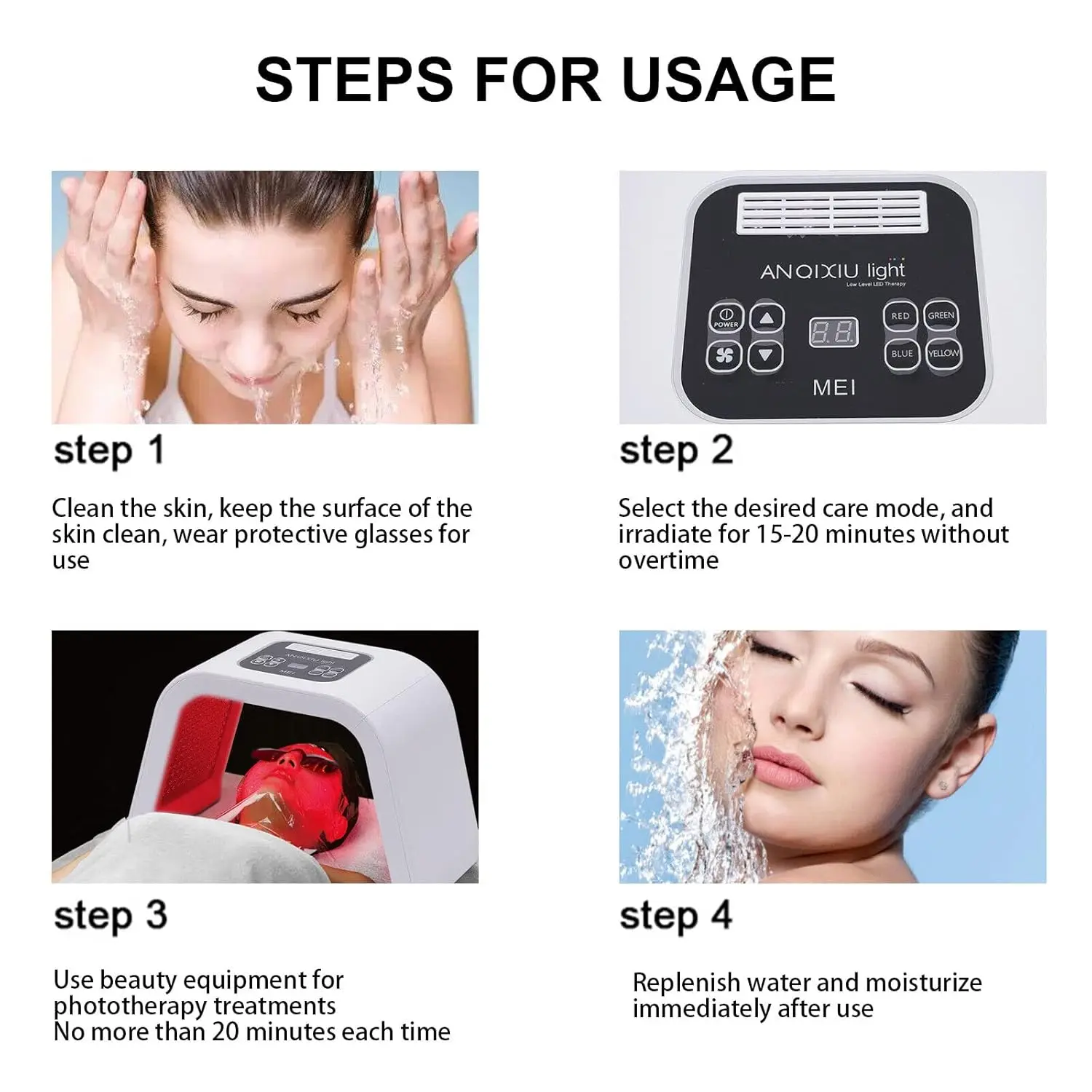LED Face Mask PDT Photon Therapy Skin Care Lamp - 7 Colours, 32 W Power, Anti-Ageing, Skin Rejuvenation