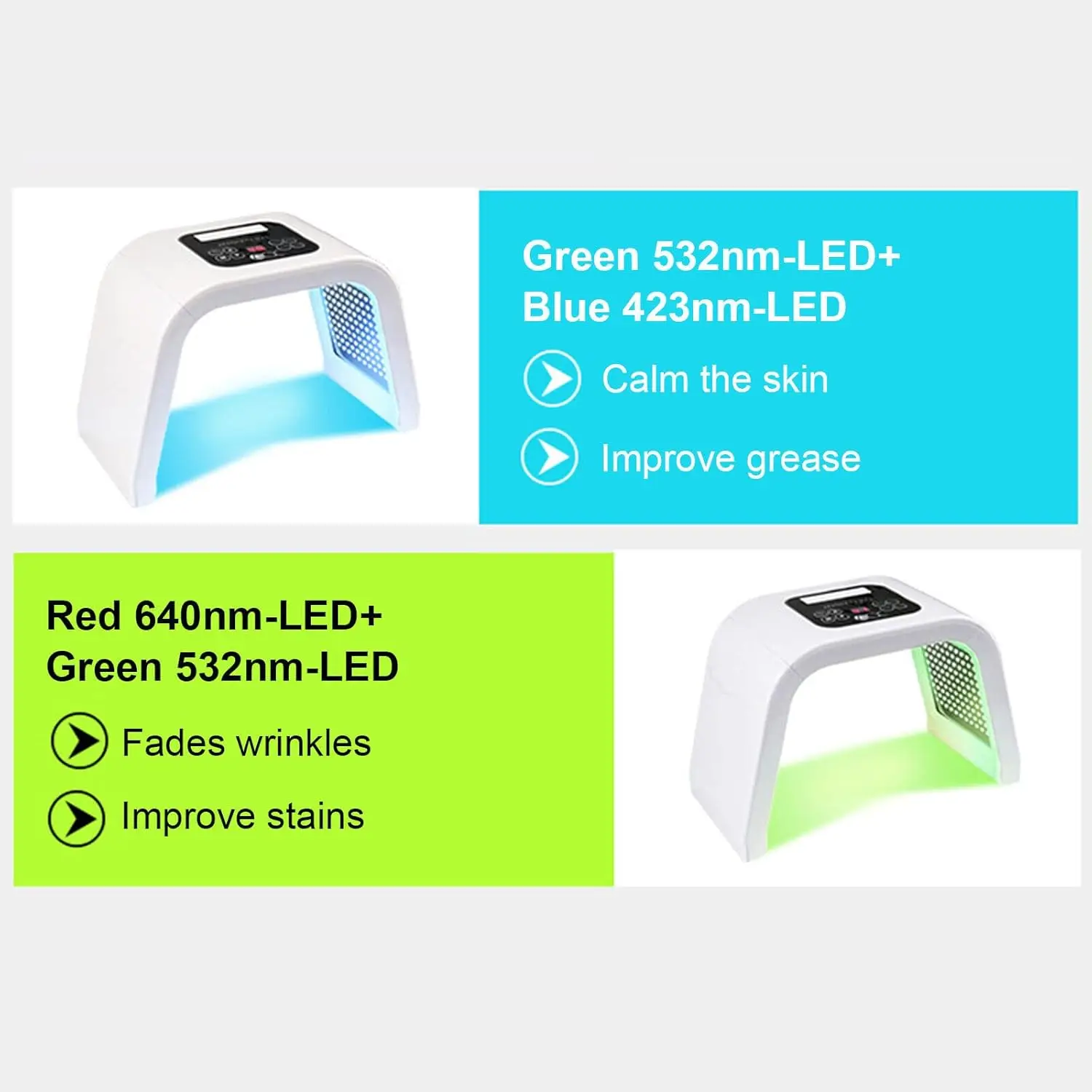 LED Face Mask PDT Photon Therapy Skin Care Lamp - 7 Colours, 32 W Power, Anti-Ageing, Skin Rejuvenation