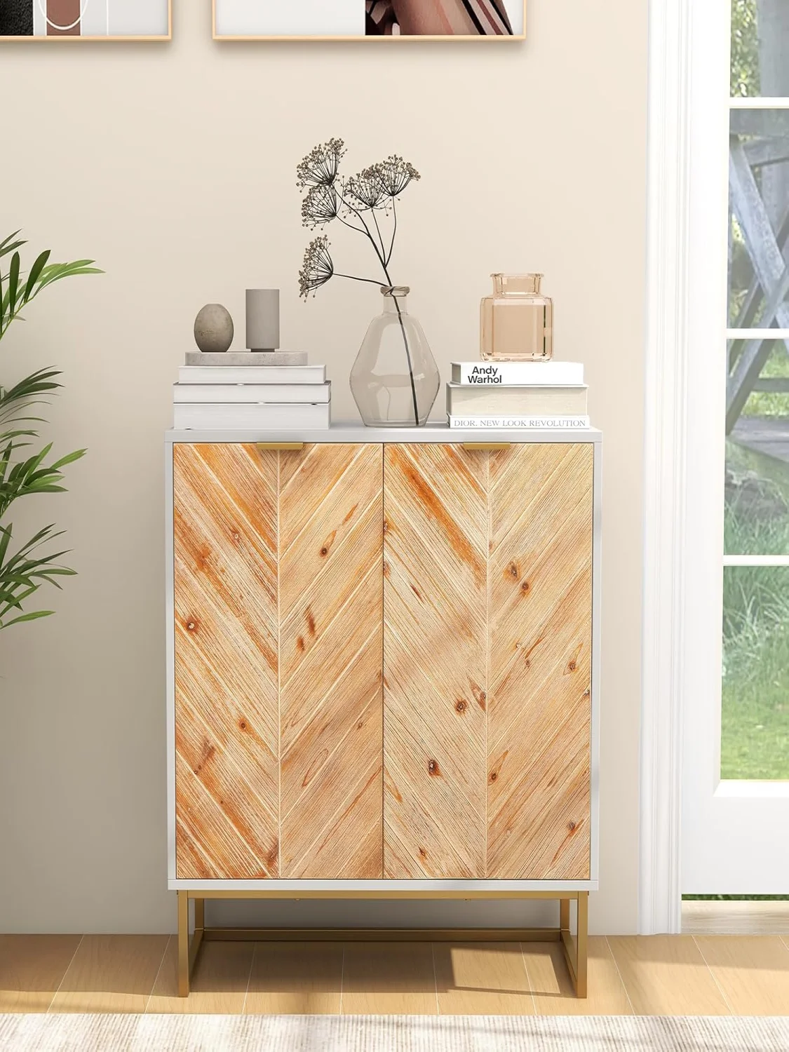 Sideboard with 2 Doors,Cabinet with Shelf,Cabinet with Metal Legs,Cabinet for Kitchen, Dining Room, Living Room,80x40x80cm