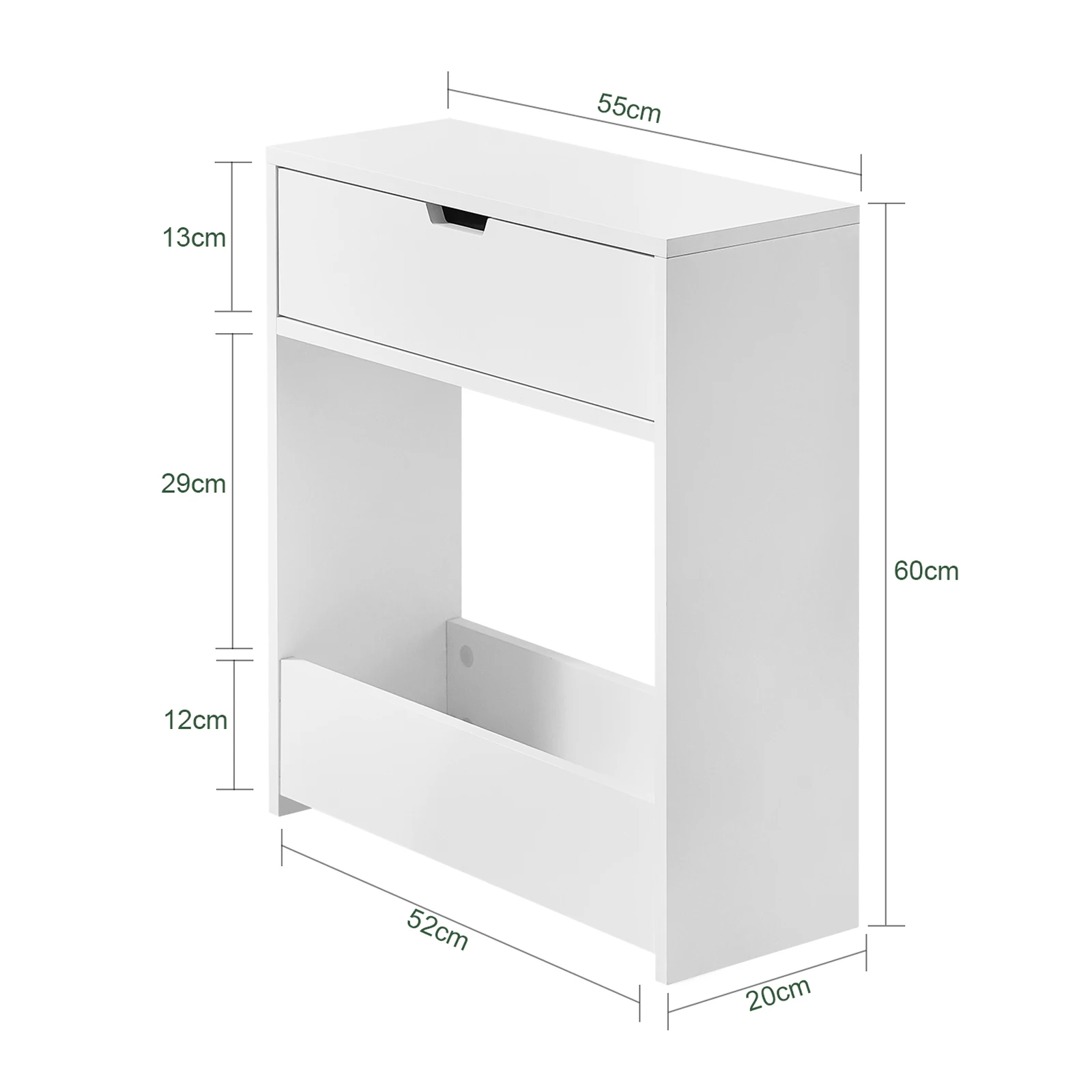 SoBuy BZR48-W niche shelf niches wardrobe narrow shelf bathroom wardrobe bathroom wardrobe with 1 open shelf and 1 flap White