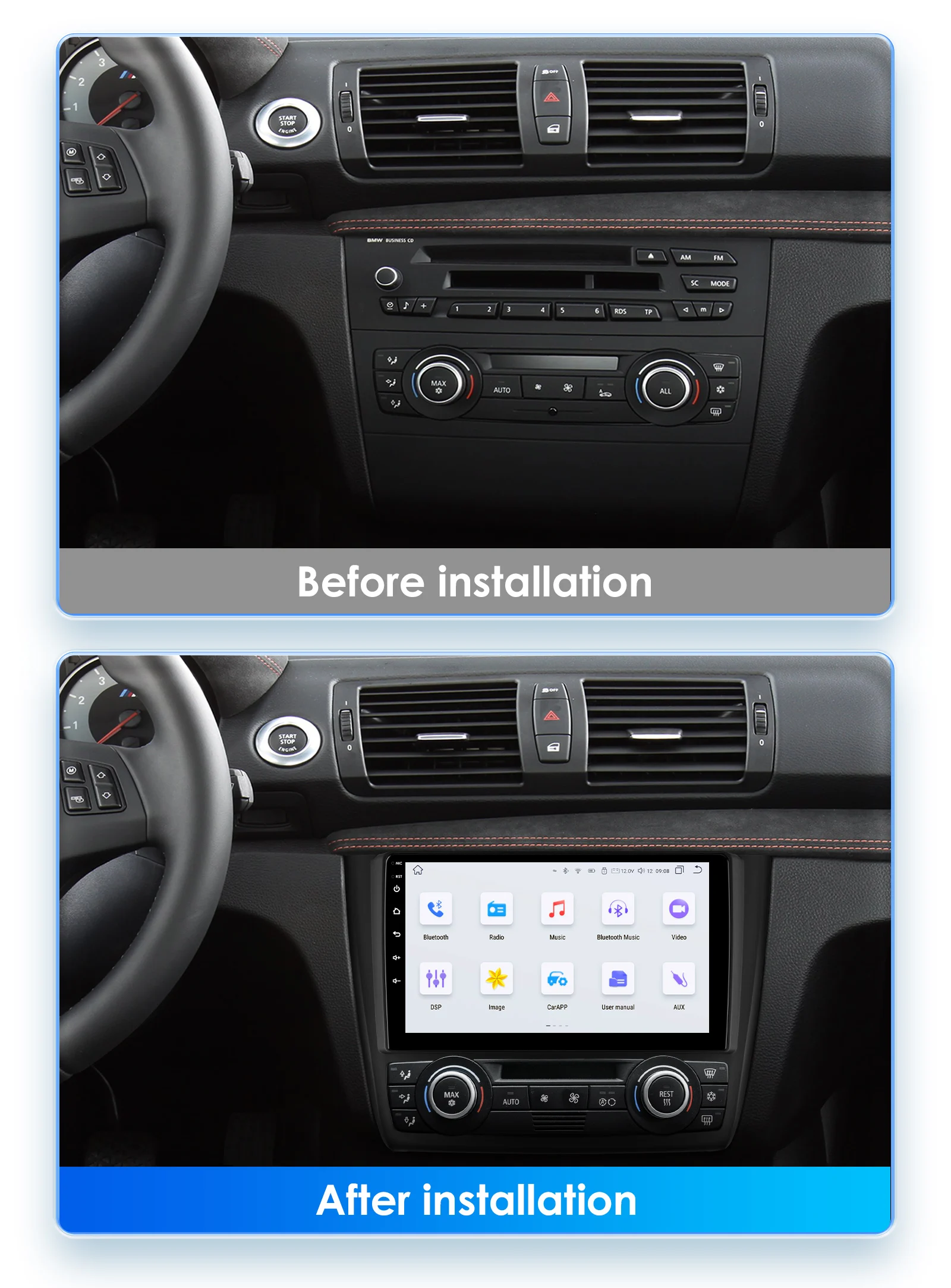Hizpo Android 13 Car Multimedia Radio For BMW 1-Series 1 Series E87 E81 E82 E88 2004 - 2011 4G GPS Video PLayer Navi Carplay DSP