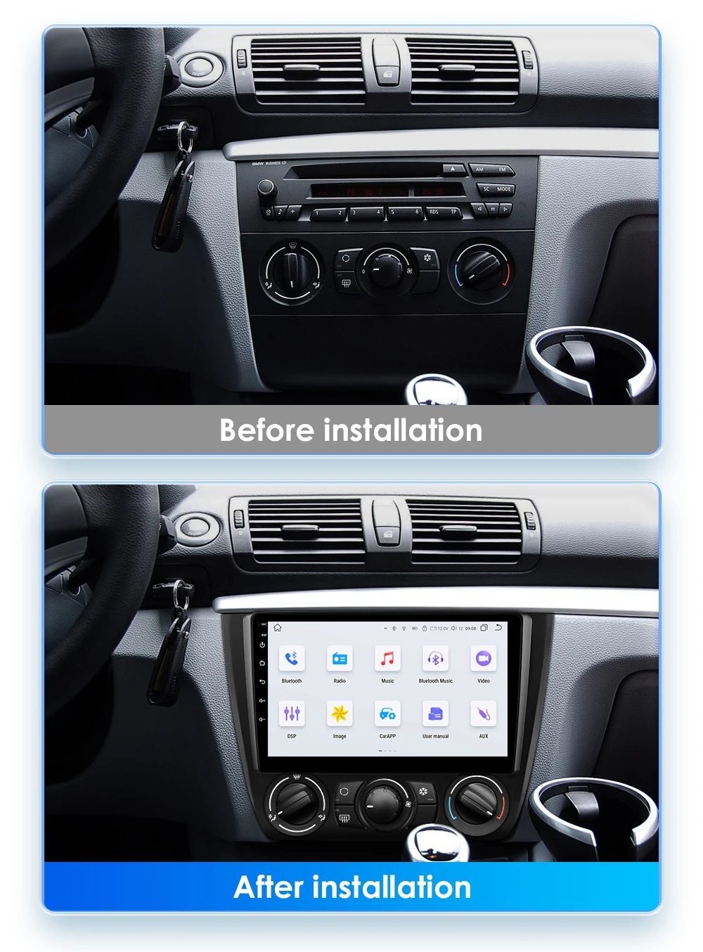 Hizpo Android 13 Car Multimedia Radio For BMW 1-Series 1 Series E87 E81 E82 E88 2004 - 2011 4G GPS Video PLayer Navi Carplay DSP