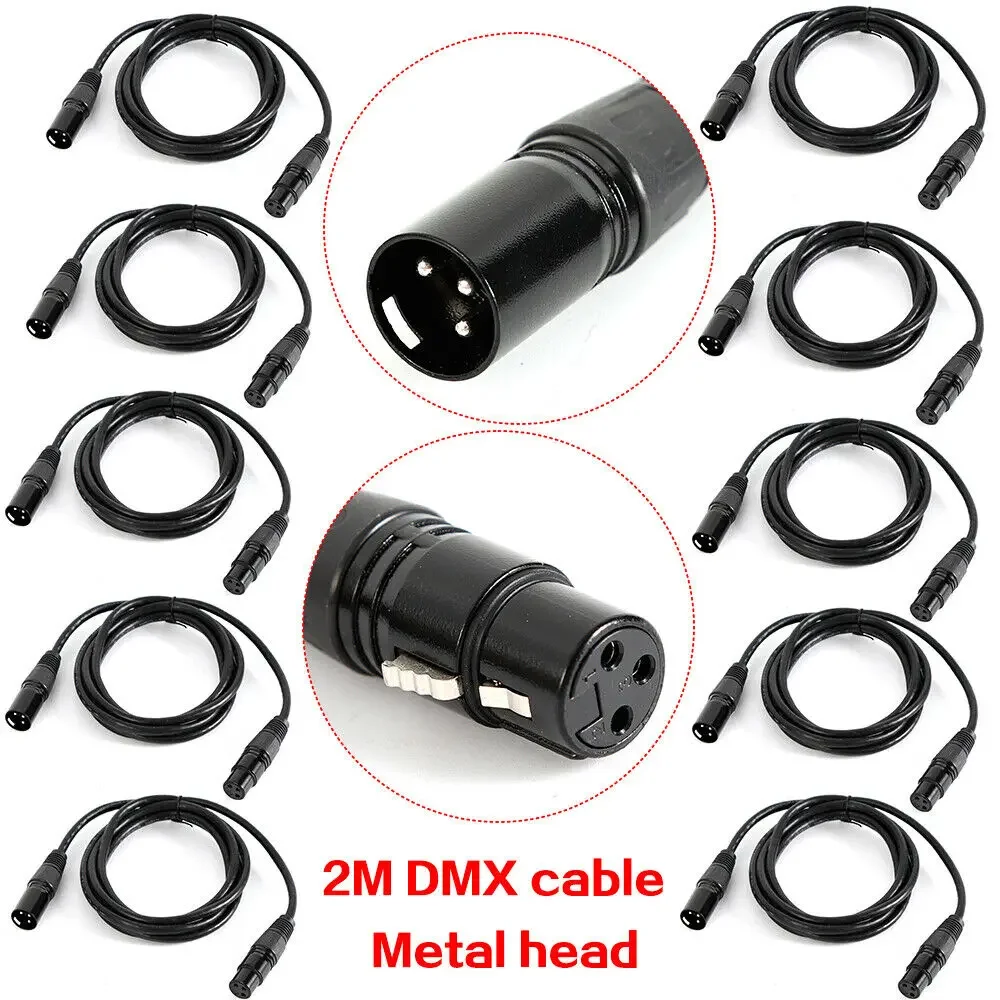 10 x Dmx Cable 2.0 m Xlr 3-Pole Male-Female For 110 Ohm Application