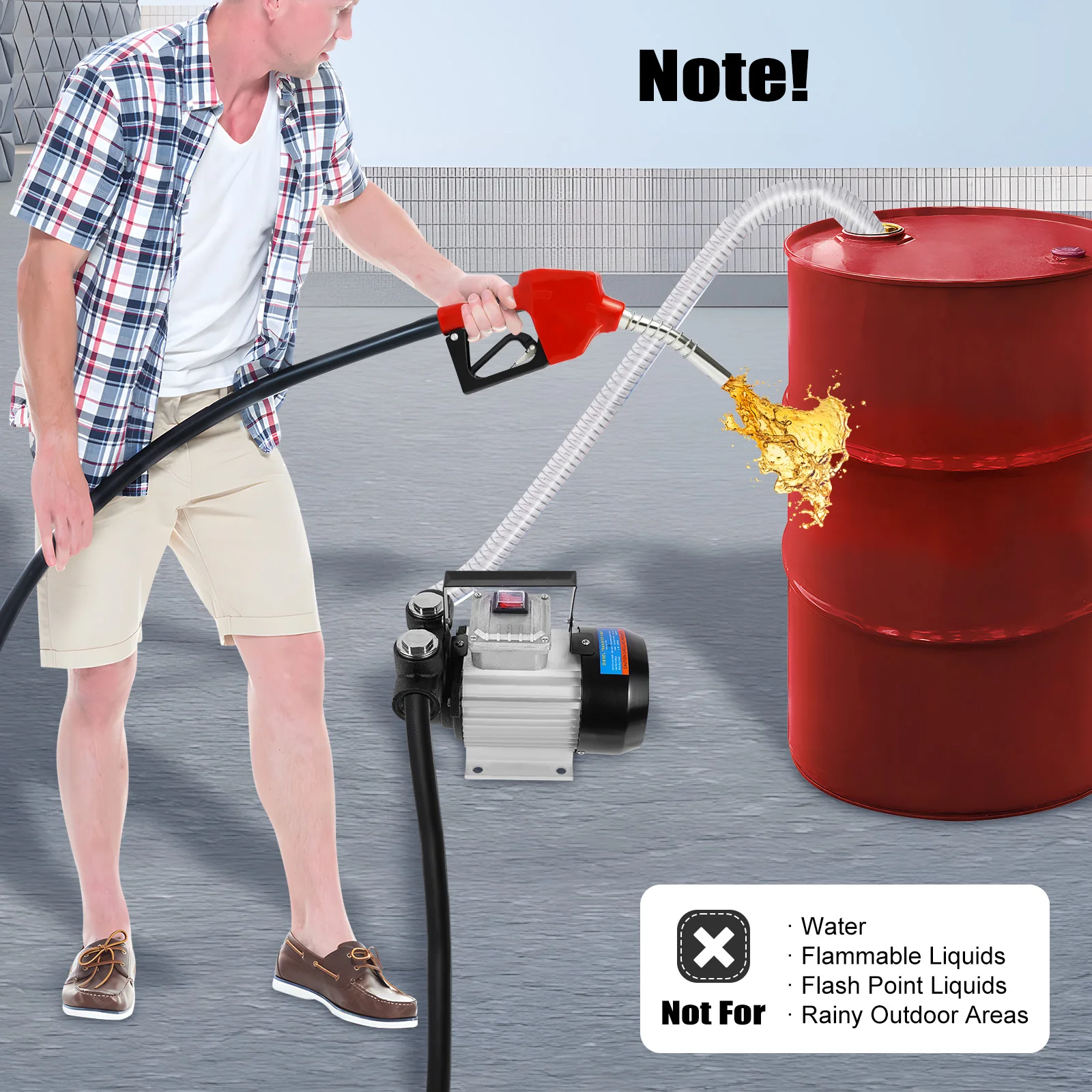 550w Self-priming Diesel Pump 60 L/min Bio Diesel Pump Electric Fuel Oil Pump Fuel Pump w/Fuel Filter and hose