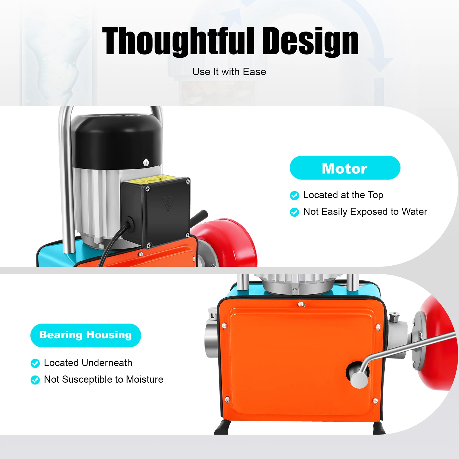 1000W Drain Cleaning Machine, 20-150mm Pipe Cleaner Duct Unclogging Device IP44, Sewer Dredge Sink Toilet Unblocker w/12m Spring