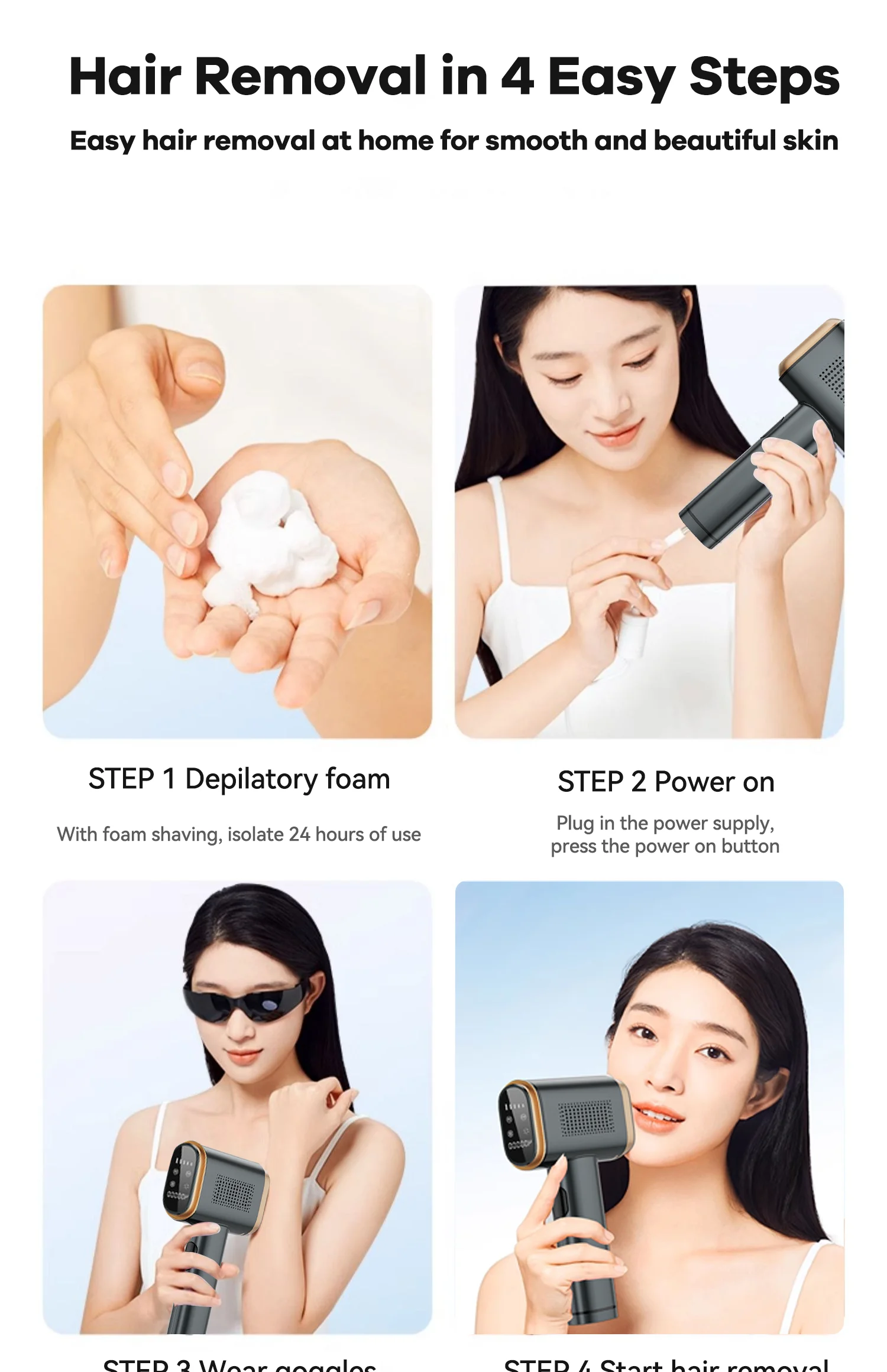 Sapphire Cooling IPL Hair Removal 10℃ Skin Temp Control Painless Safe Permanent Smart Sensor Hair Remover For Women Men Body