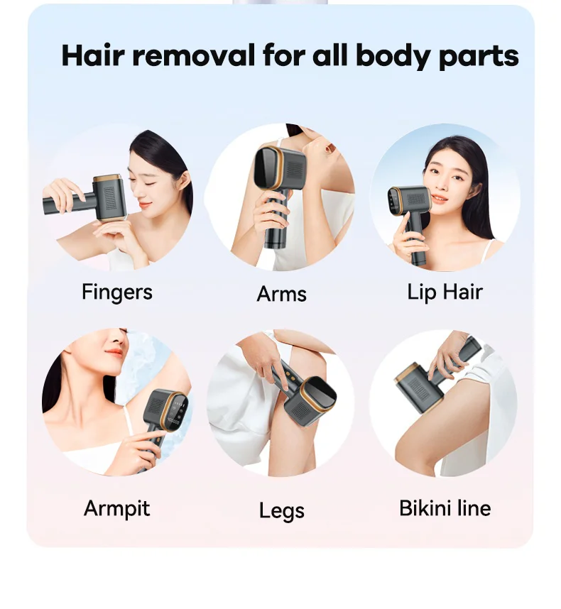 Sapphire Cooling IPL Hair Removal 10℃ Skin Temp Control Painless Safe Permanent Smart Sensor Hair Remover For Women Men Body