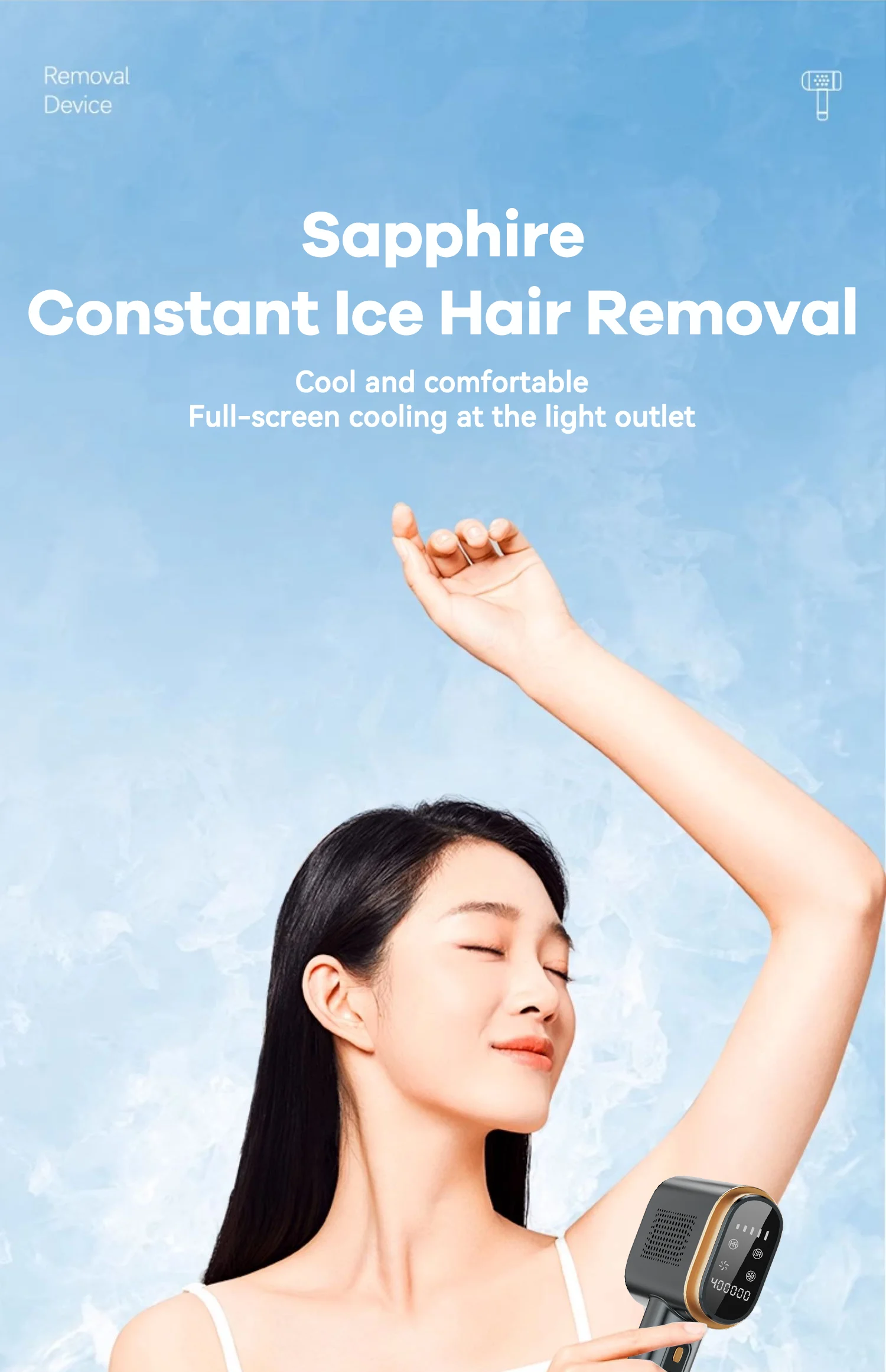 Sapphire Cooling IPL Hair Removal 10℃ Skin Temp Control Painless Safe Permanent Smart Sensor Hair Remover For Women Men Body