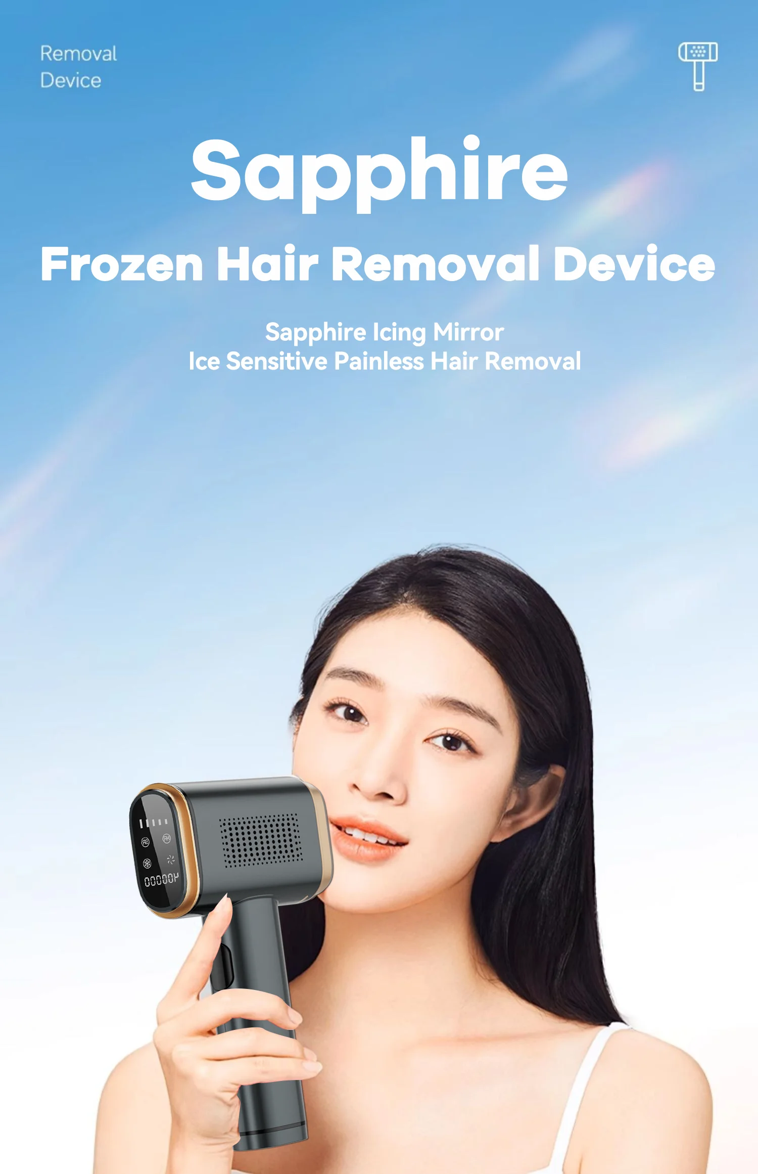 Sapphire Cooling IPL Hair Removal 10℃ Skin Temp Control Painless Safe Permanent Smart Sensor Hair Remover For Women Men Body