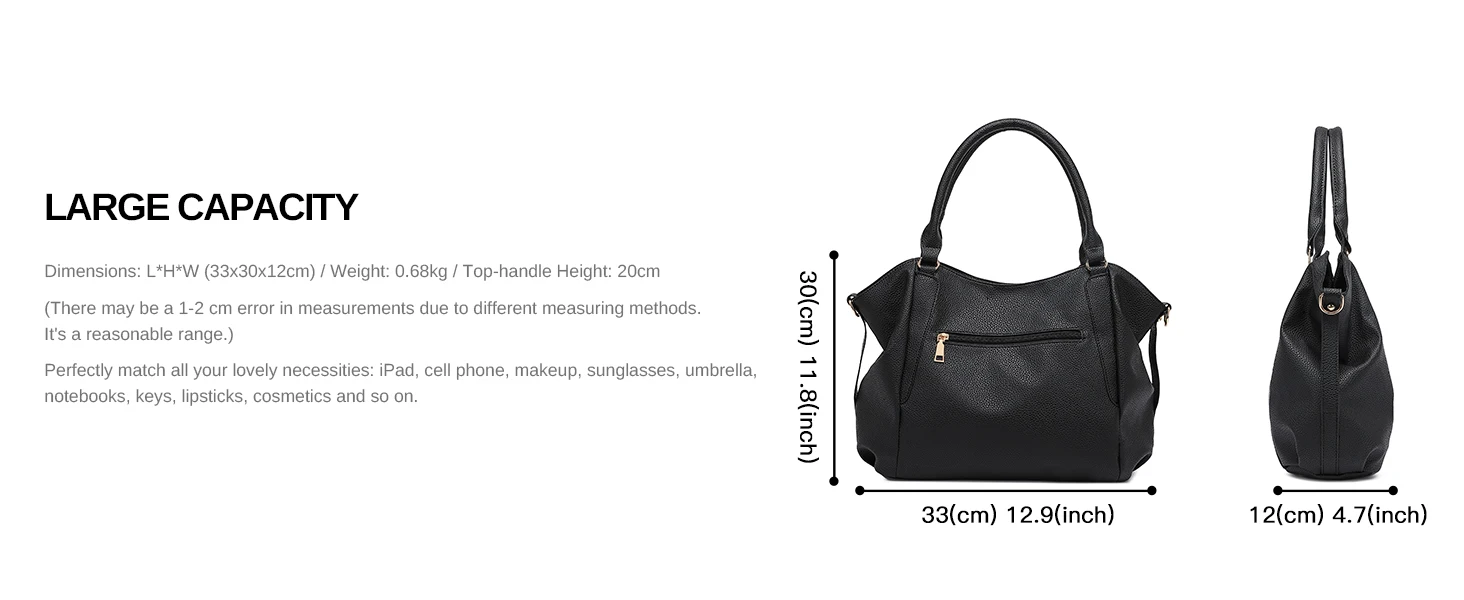 Miss Lulu WOMEN'S Big Shopper Tote Bag, Elegant handbag, Large shoulder bag for Commuting, Travel and Shopping, Practical