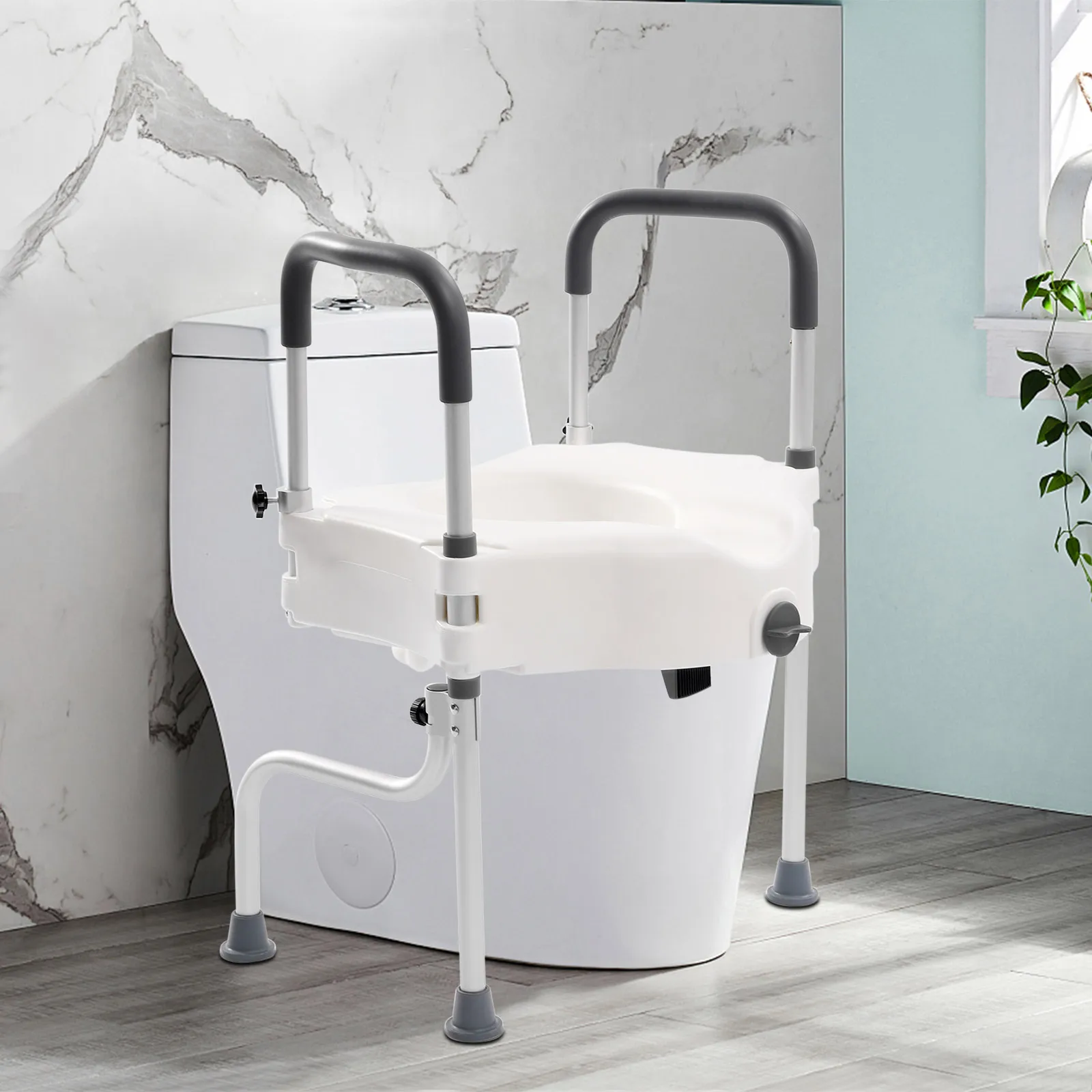 Durable 3-in-1 Tub Handrail, Toilet Booster, and Seat, Adjustable Height for Safety and Comfort