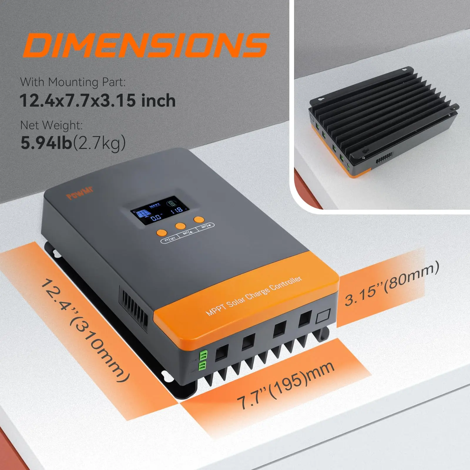 PowMr 100A Solar Charge Controller MPPT Intelligent Regulator for 12V 24V 36V 48V Solar Battery Bank 160V Panel Can parall 12PC