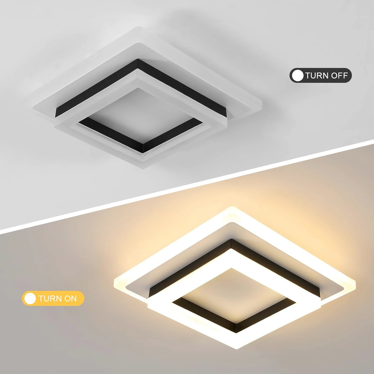 LED Ceiling Light, 24W Modern Ceiling Lamp for Bedroom Hallway Office Kitchen Living Room Warm White 3000K [Energy Class E]